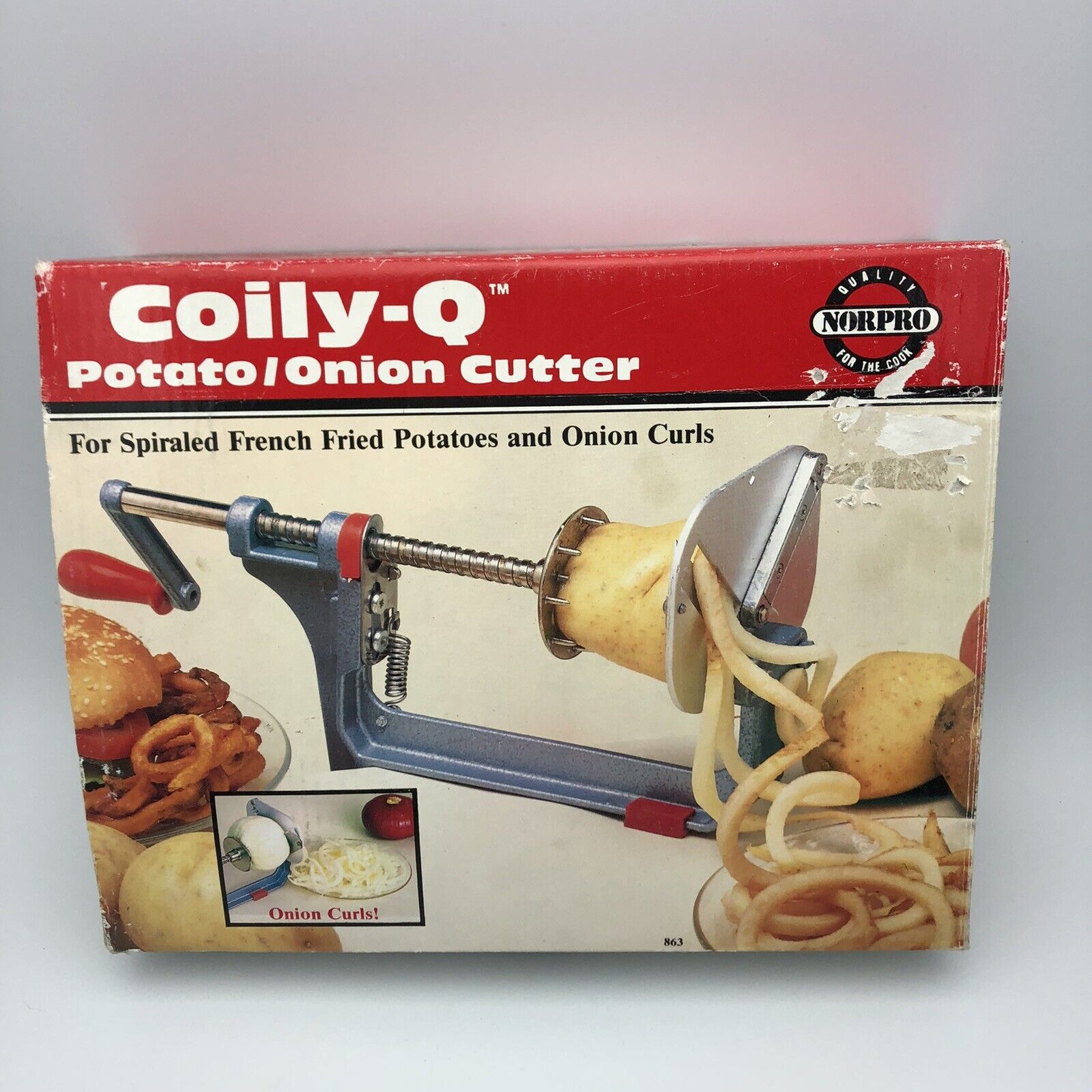 Vintage NORPRO Coily-Q Potato/Onion Metal Cutter #863 in Original Box Old Stock