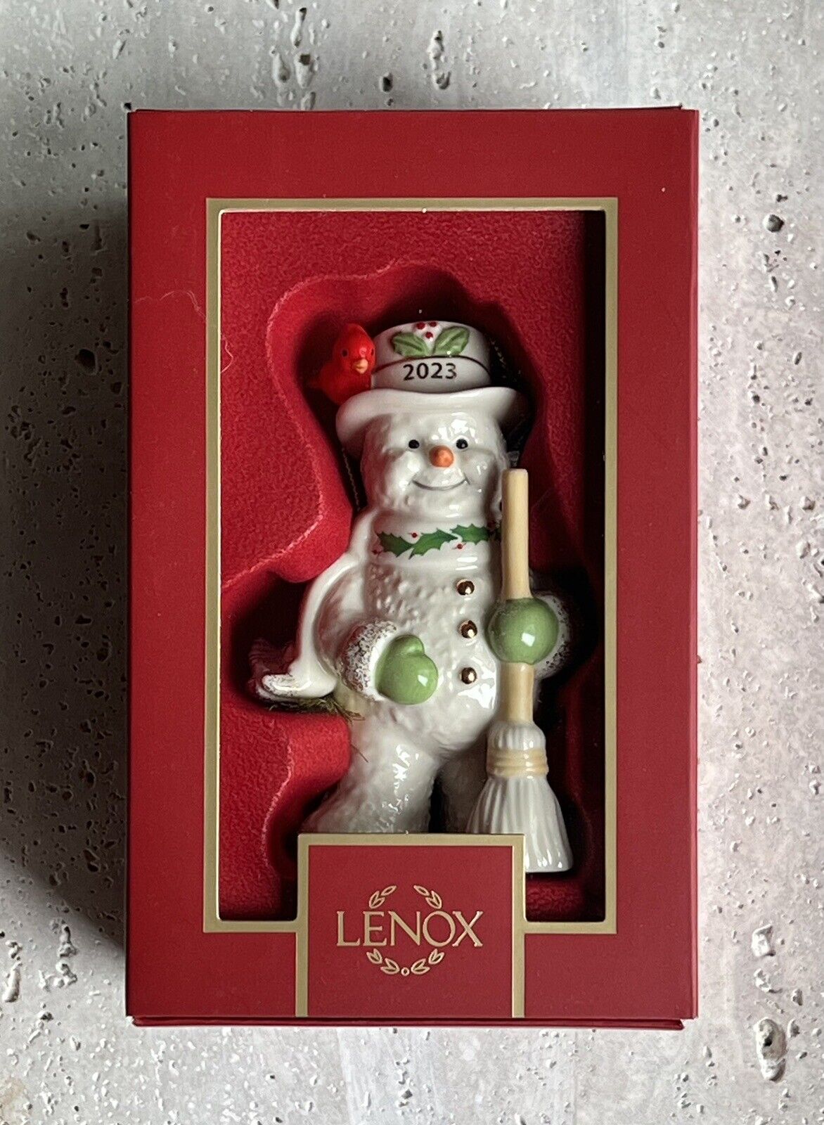 Lenox 2023 Annual SNOWMAN Ornament NEW in BOX Snowman with Broom 1st Quality