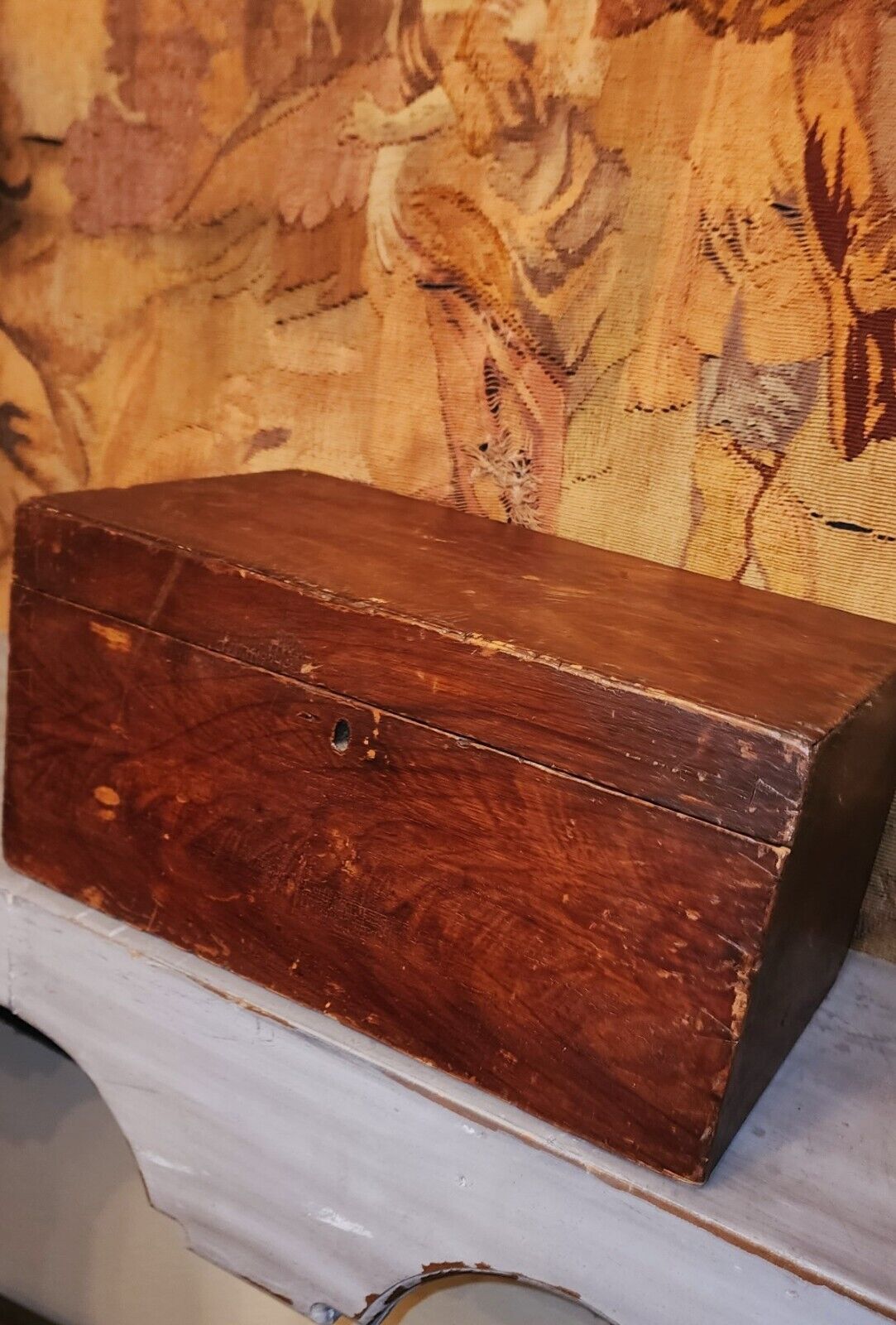 Antique English Dove Tail Wood Dresser Chest Document Box