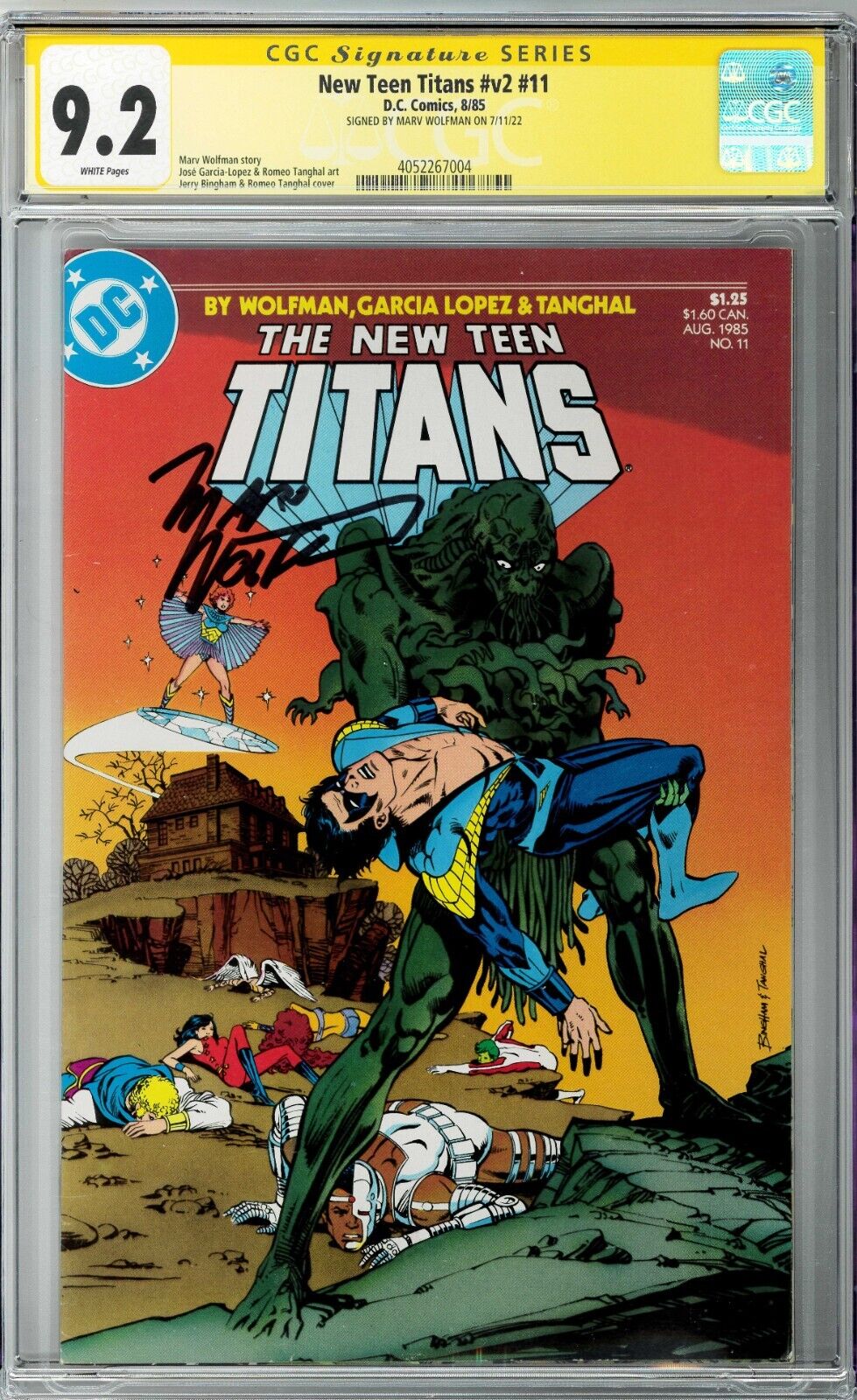 New Teen Titans v2 #11 CGC SS 9.2 (Aug 1985, DC) Signed by Marv Wolfman
