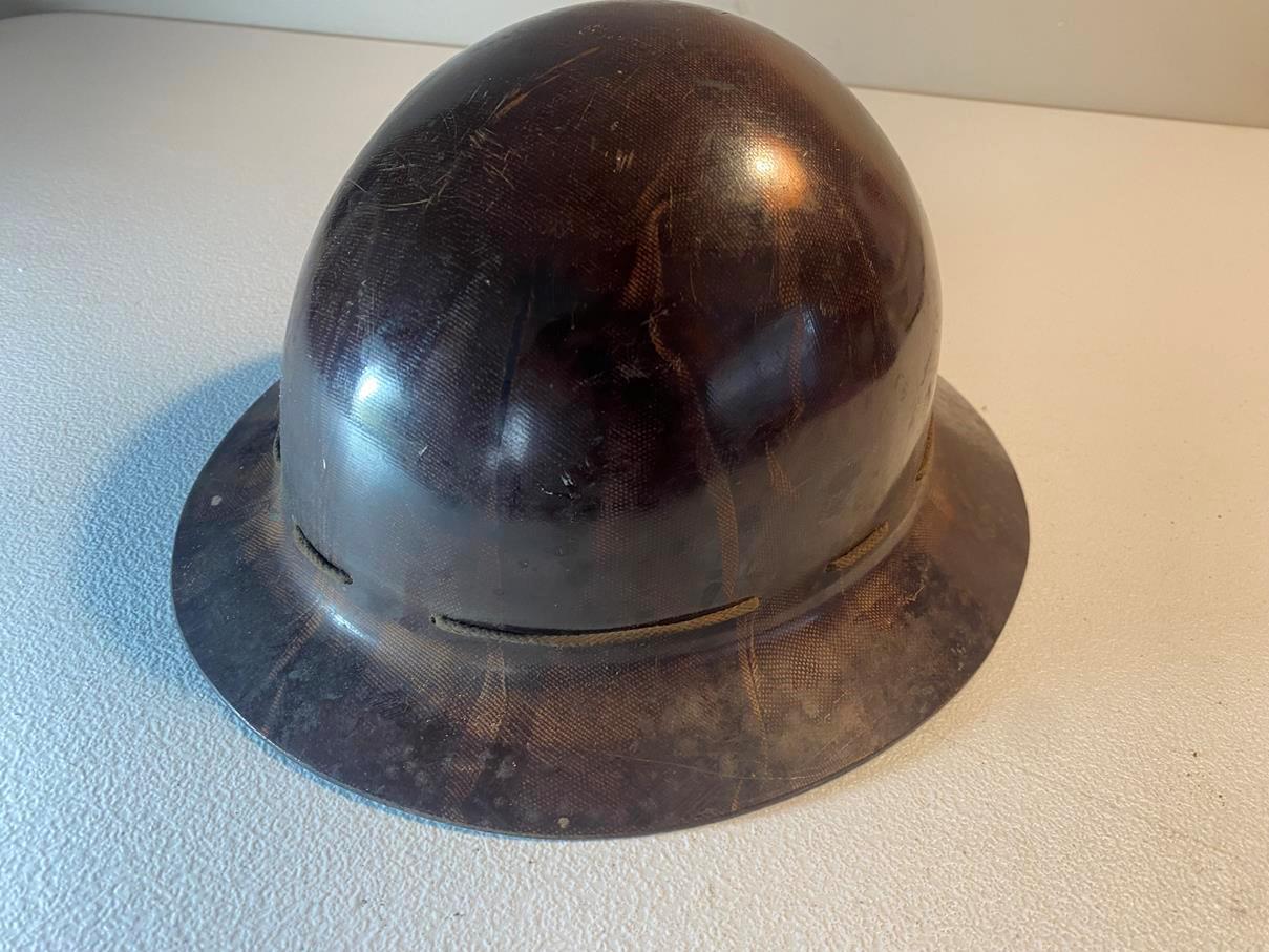 Vintage/antique MSA Skullgard style - Full Brim Miner Helmet Hard Hat w leather
