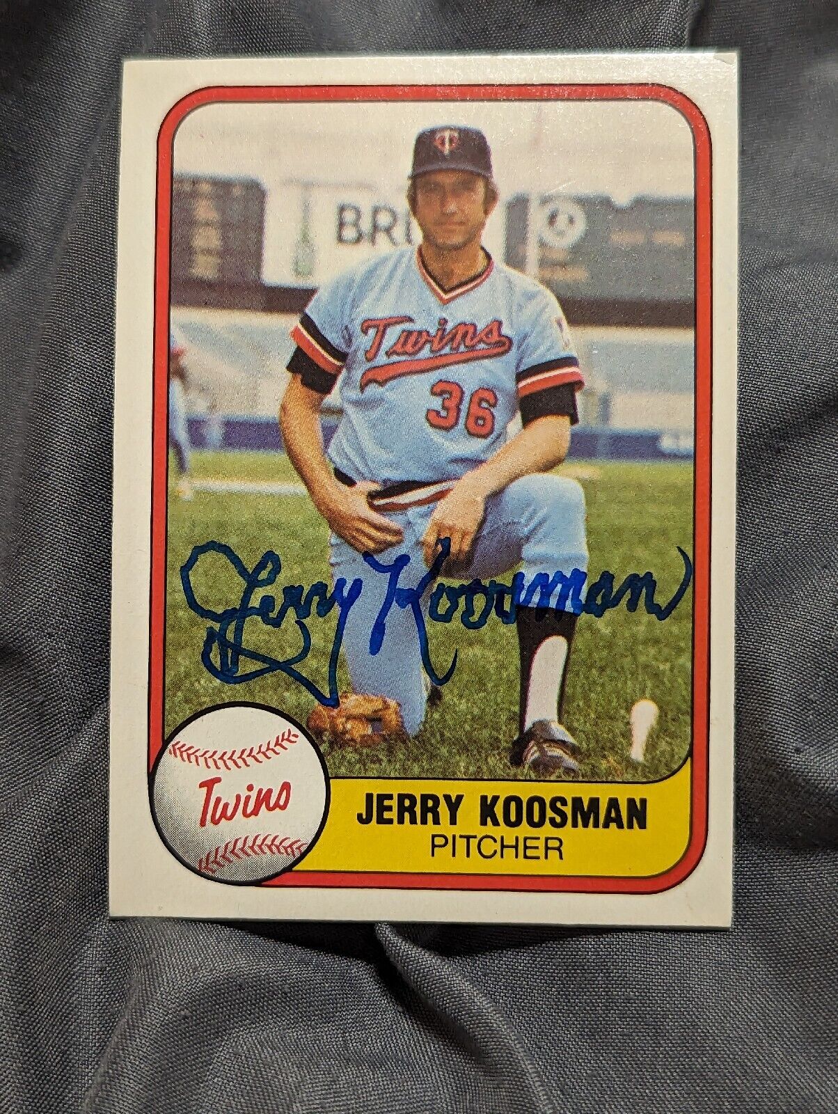 Jerry Koosman Autograph Signed Card Minnesota Twins 1982 Fleer 
