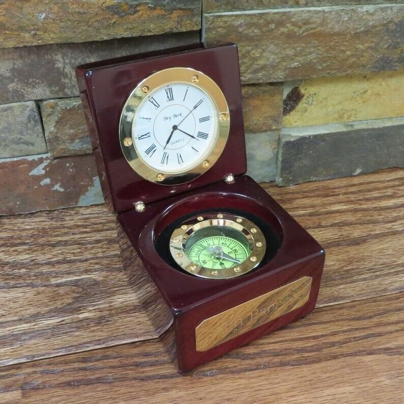 Personalized Nautical Compass Clock- Desk supplies- Fathers Gift- Grandfathers