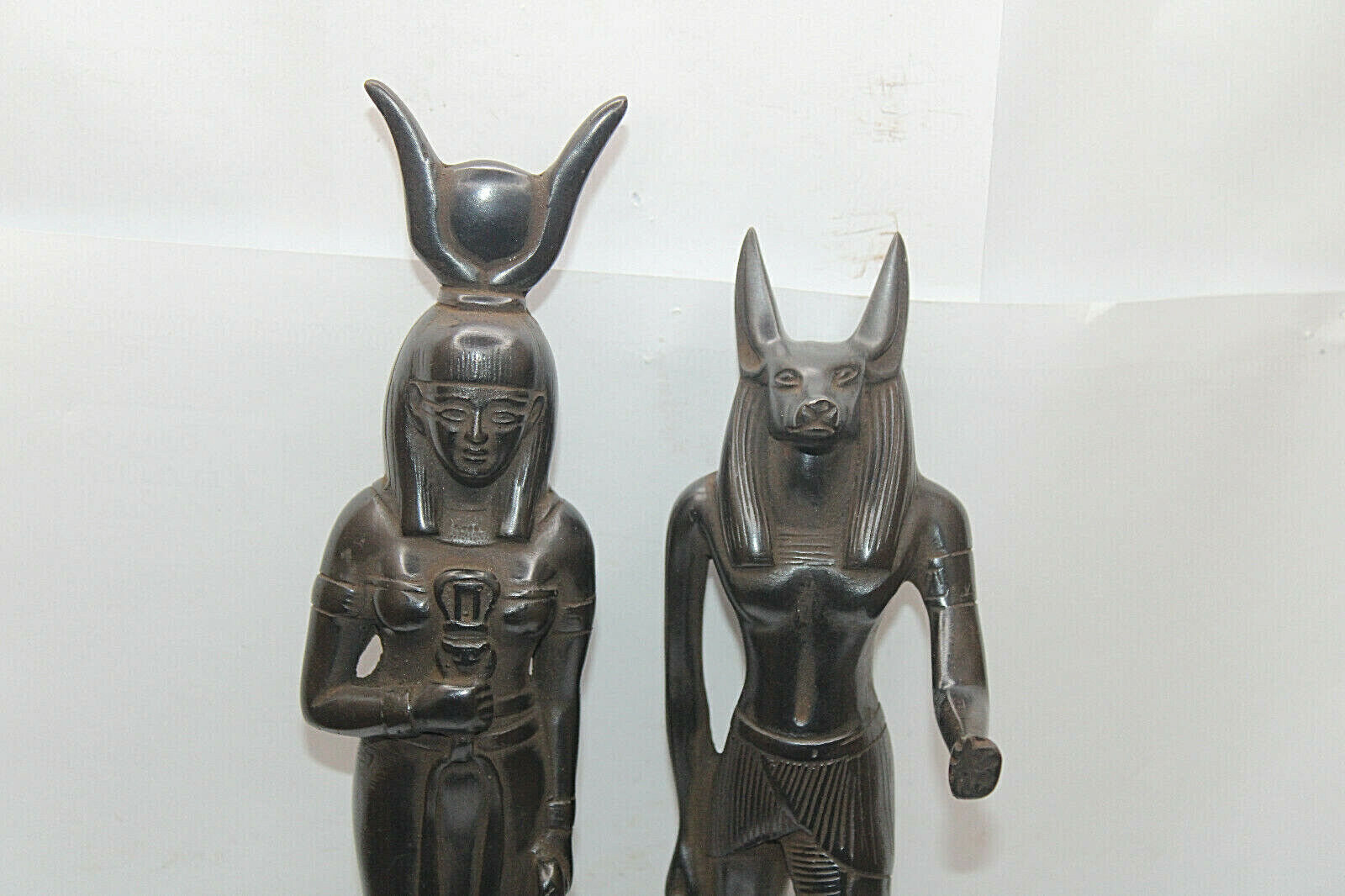 2 RARE ANCIENT EGYPTIAN ANTIQUE ANUBIS Protect Isis Statues 1789-1537 BC