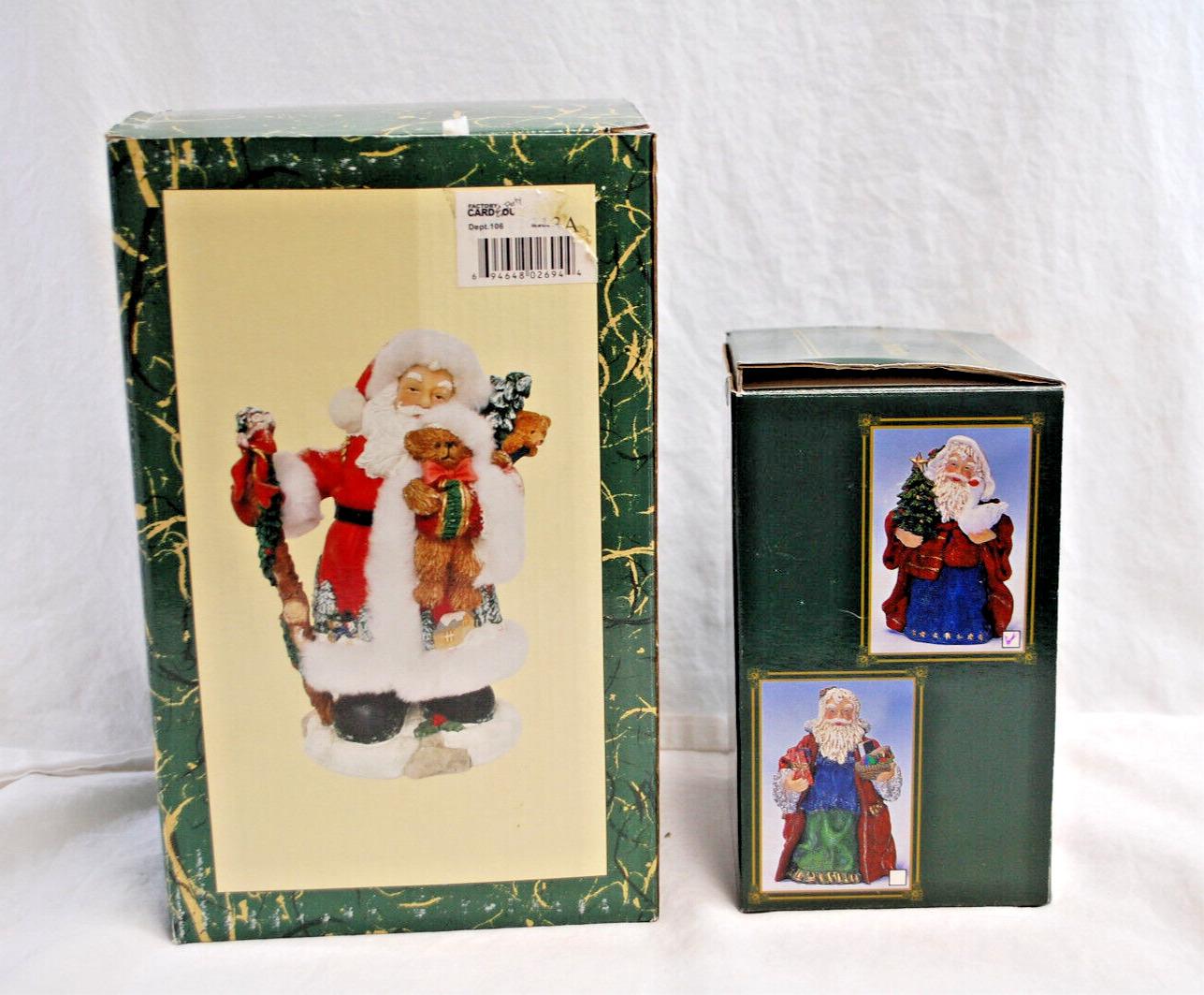 Factory Card Outlet & Kurt S. Adler Resin Santa Claus Figurines  Lot of 2  X1548