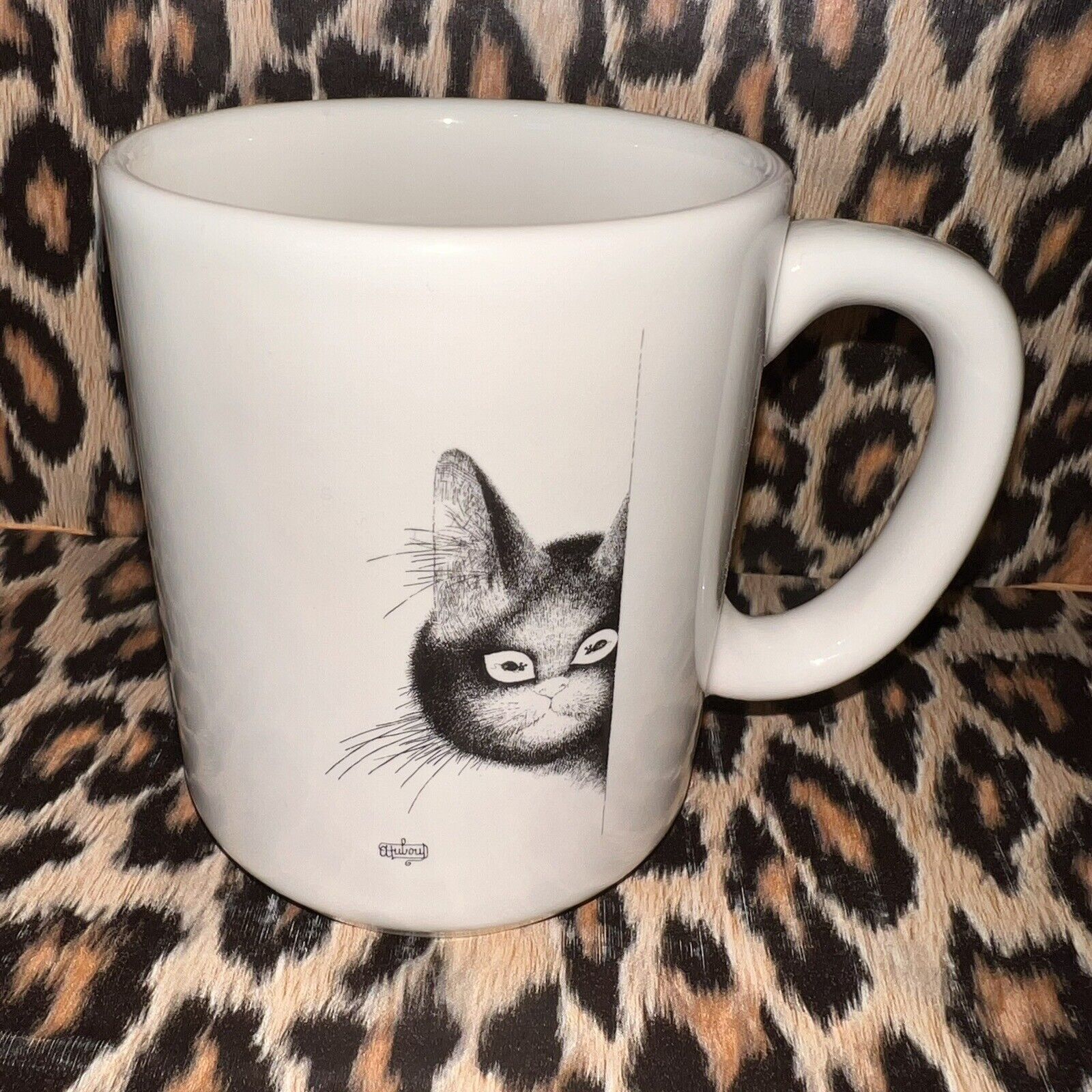 Vintage Albert Dubout 2001 Editions Clouet France Ceramic Cat Mug