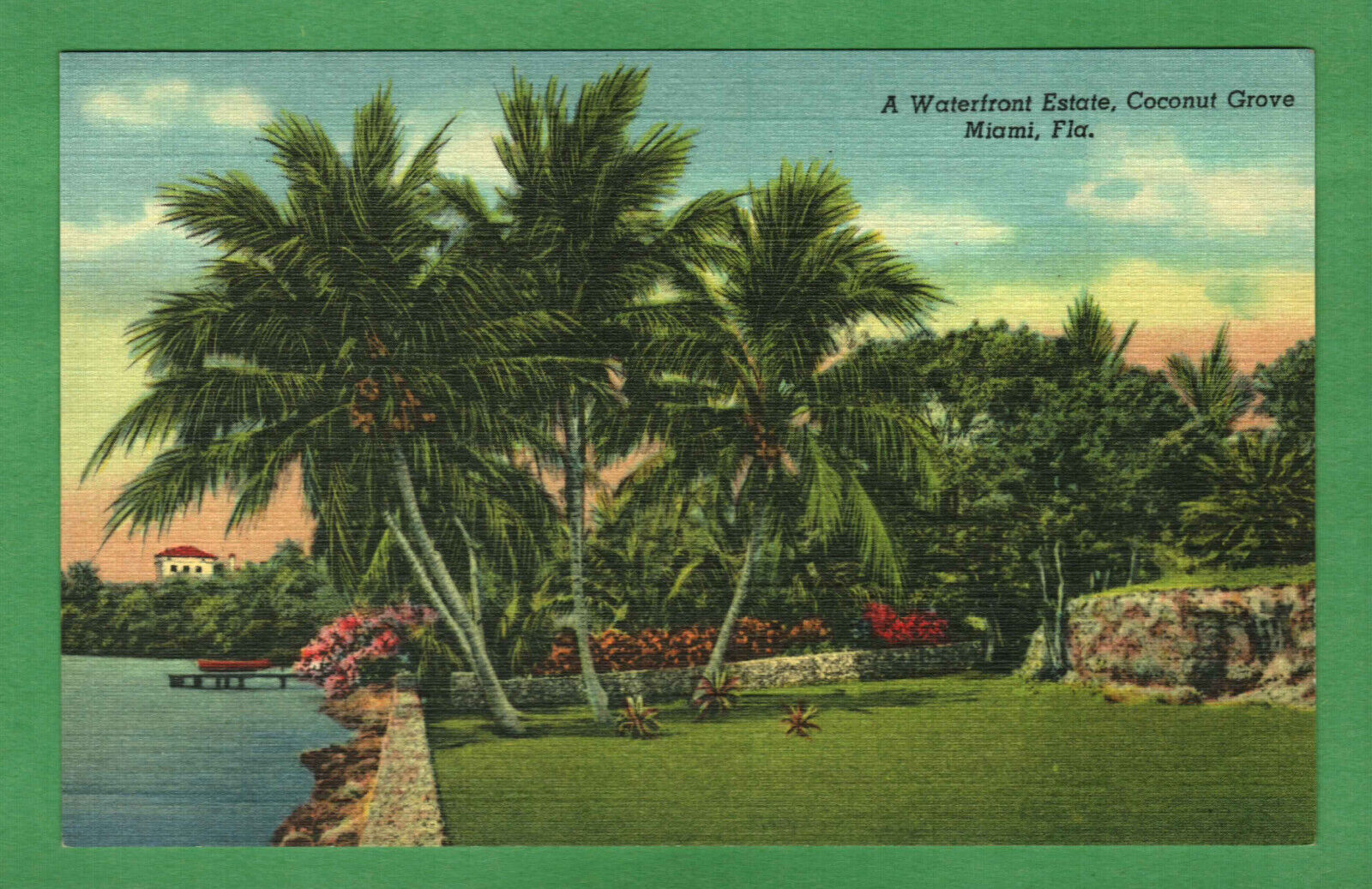 Postcard Waterfront Estate Coconut Grove Miami Florida Fl