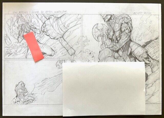 Published Original Renato Camilo Pencilled Pages From Web Comic The Butcher