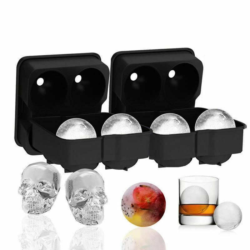 Kitchen Whiskey Ice Cube Tray Pudding Mold 3D Skull Silicone Ice Mold Halloween