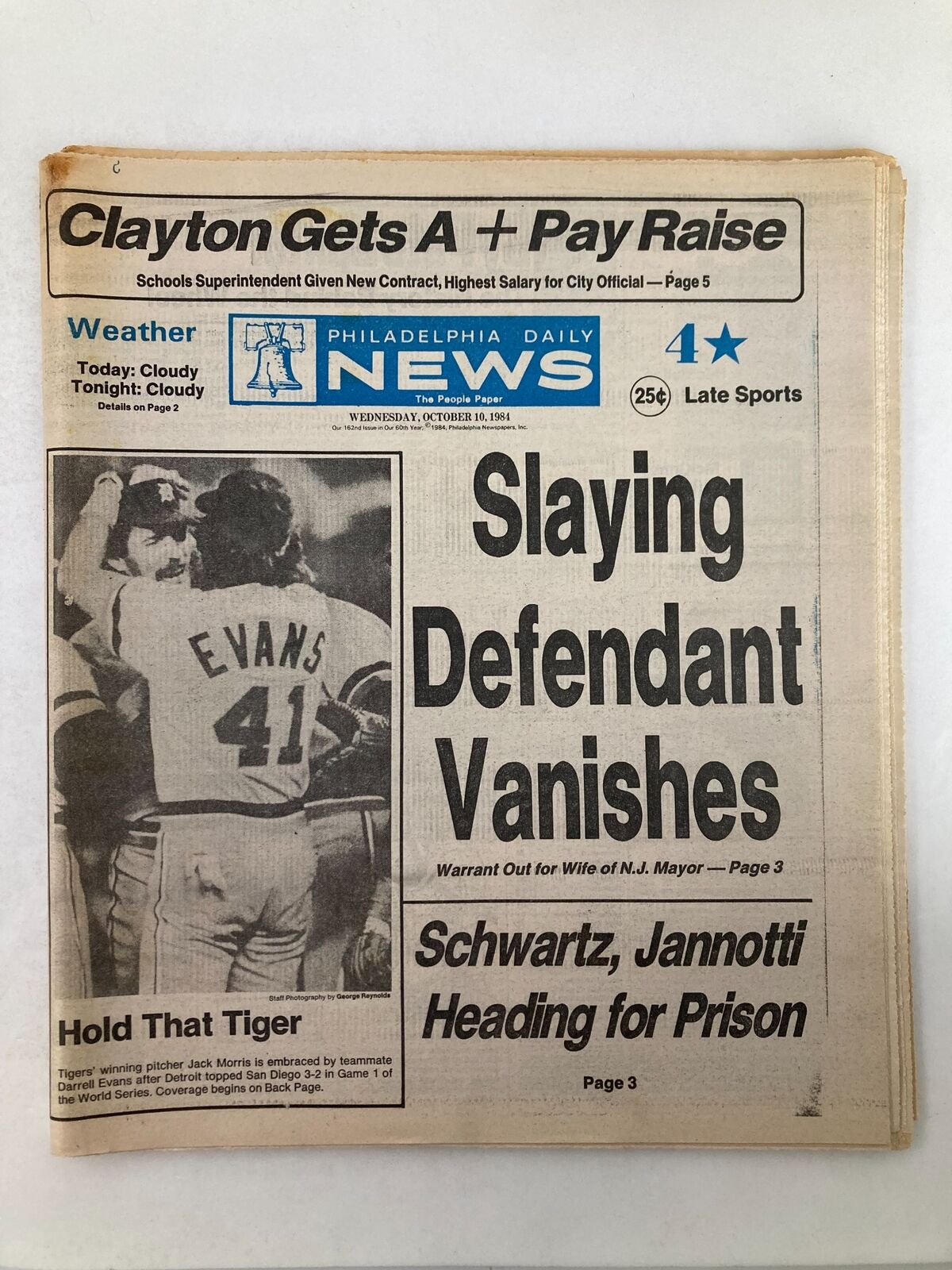Philadelphia Daily News Tabloid October 10 1984 Jack Morris & Darrell Evans