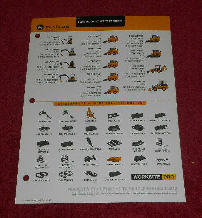 2007 John Deere Commercial Worksite Products Advertising Sheet