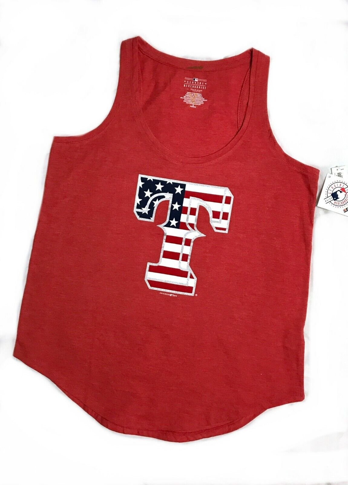 Womens TEXAS RANGERS STARS AND STRIPES TANK TOP american flag red T racerback