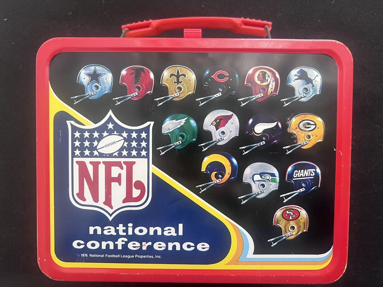 Vintage 1976 NFL Metal Lunchbox AFC NFC - With Thermos