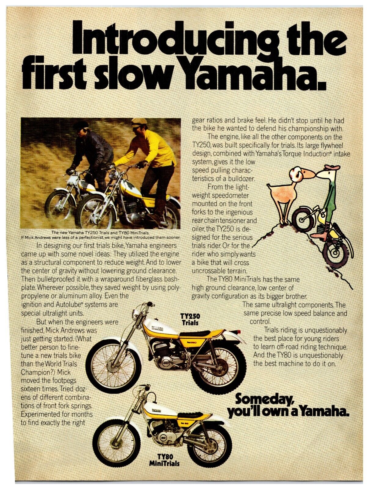 1973 Yamaha TY250 / TY80 Motorcycles - Original Print Advertisement (8x11)