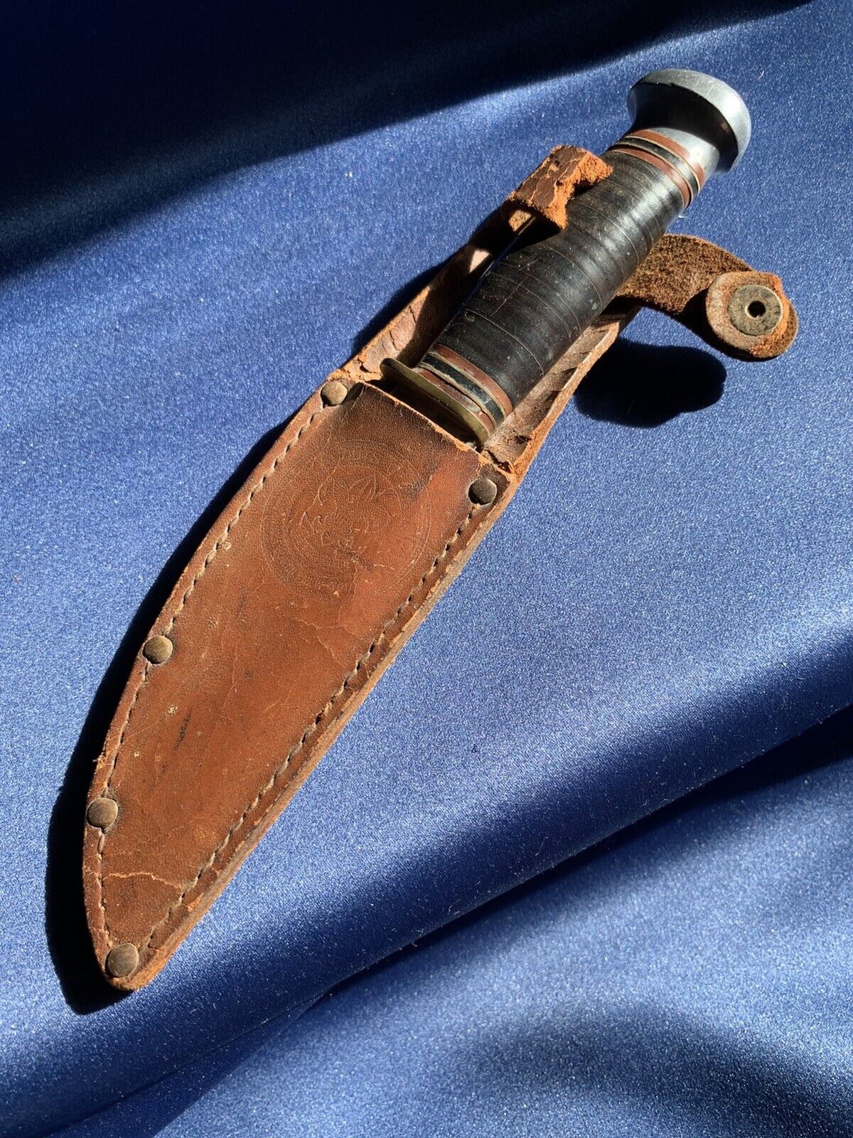 VINTAGE  BOY SCOUT BSA  LEATHER SHEATH & MARBLES GLADSTONE HUNTING KNIFE- USED
