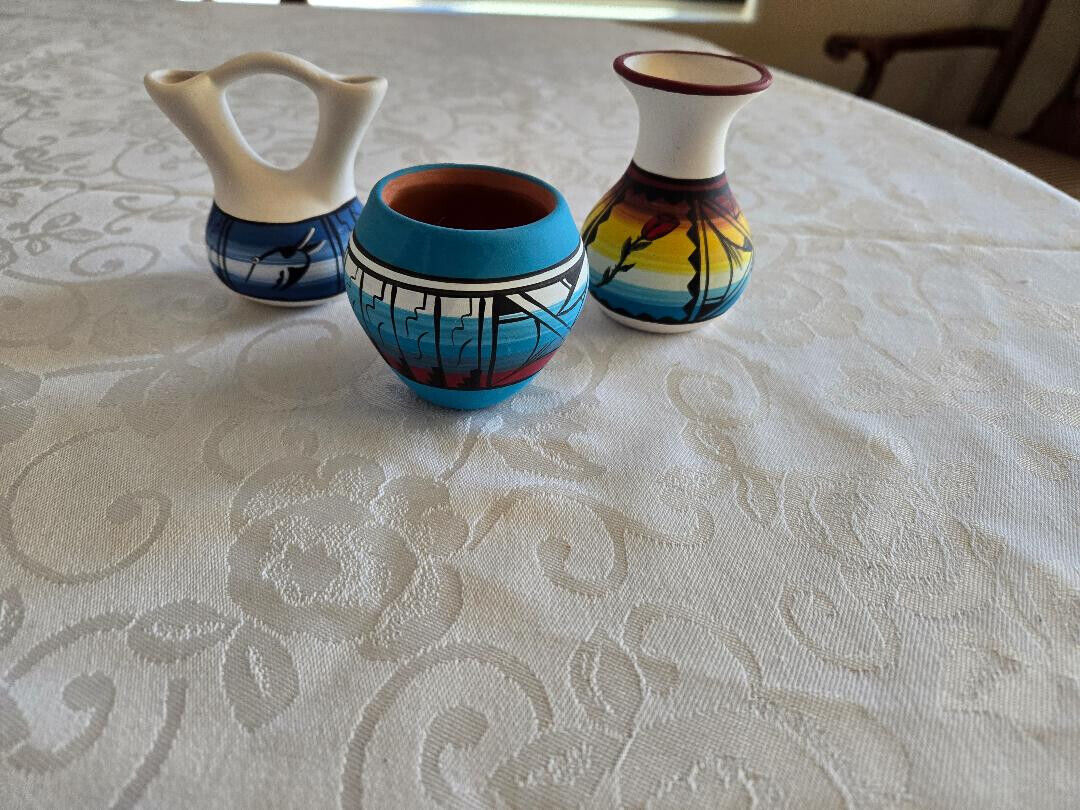 Lot of 3 Signed Miniature Navajo Pottery Pieces