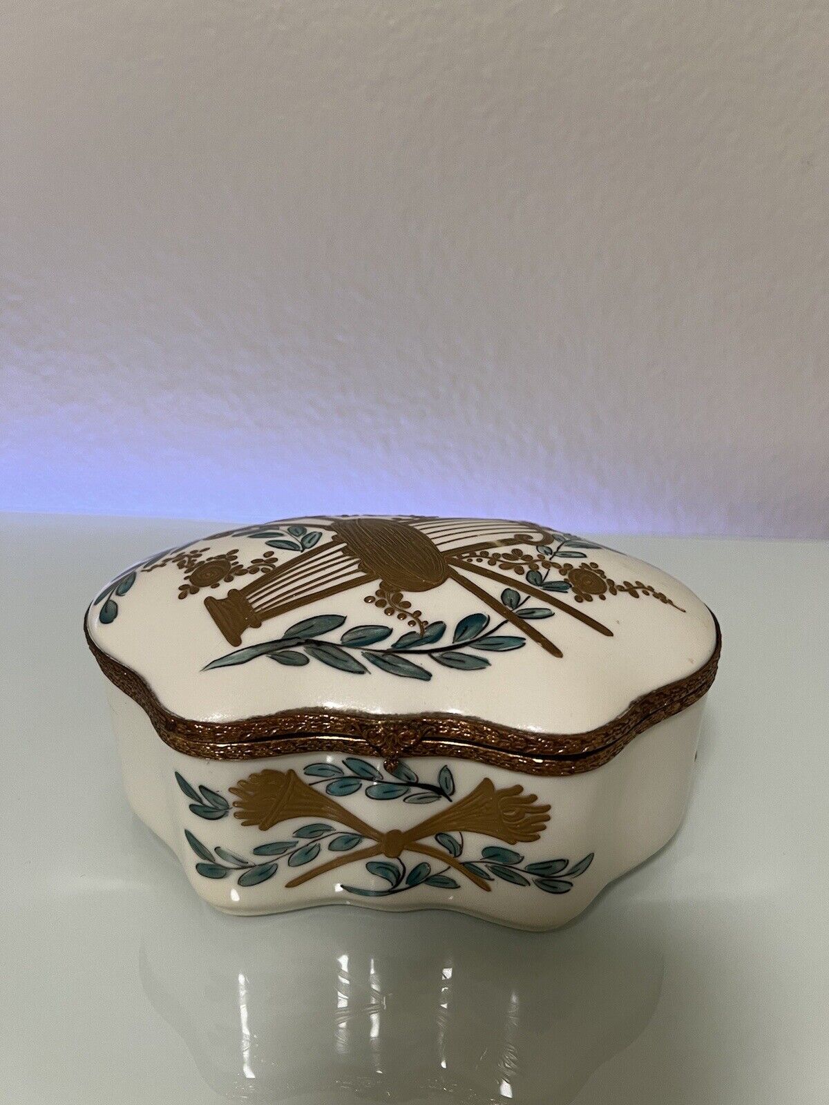 Beautiful Hand painted in France Trinket - 7 inch