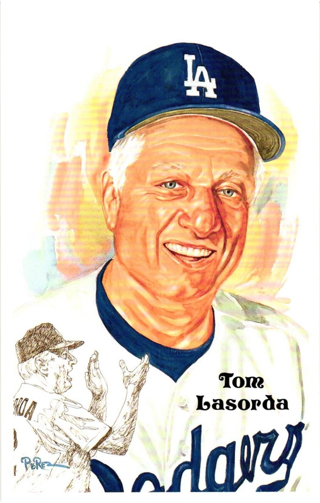 Tom Lasorda 1980 Perez-Steele Baseball Hall of Fame Limited Edition Postcard