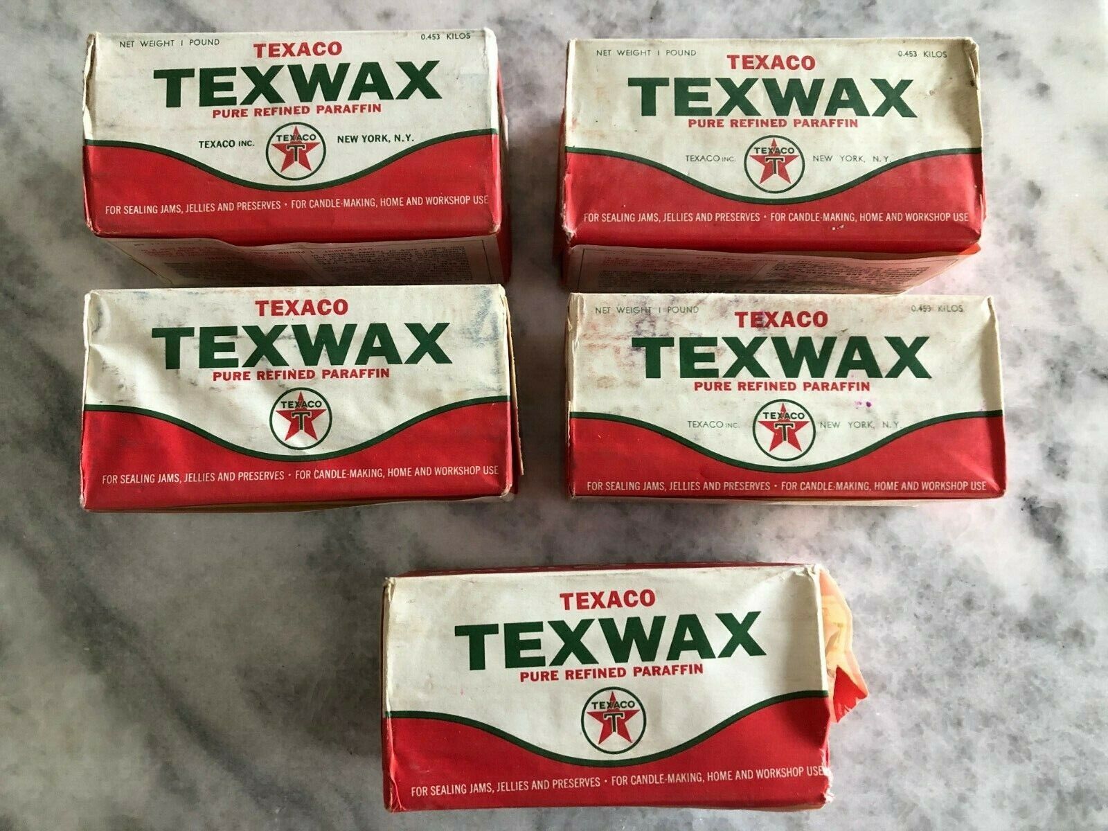 Vintage TEXACO Texwax Pure Refined Paraffin, 1LB Package - Price is for one