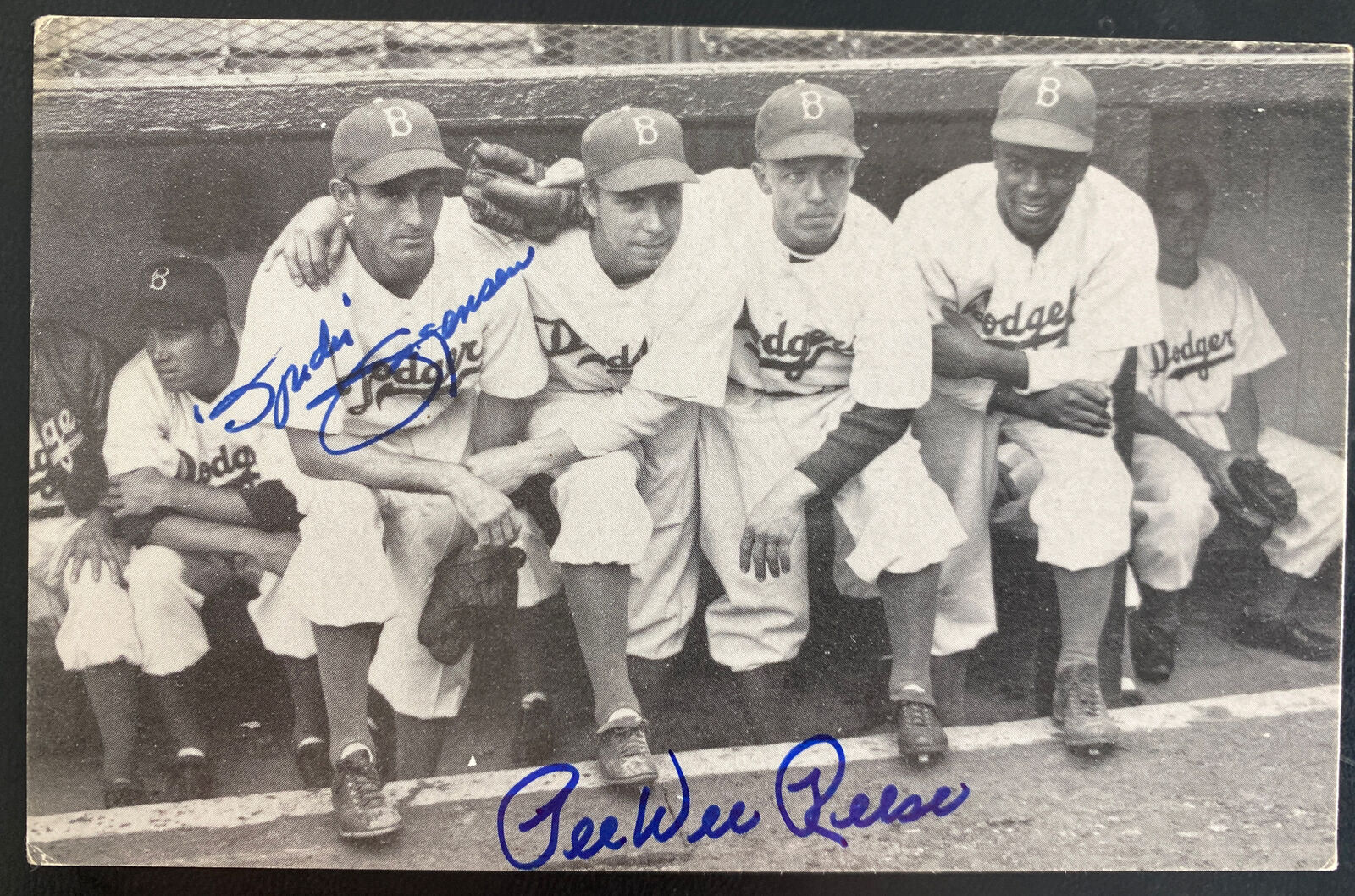 Mint USA Real Picture Postcard Baseball Players  Dodgers Pee Wee Reese Signed