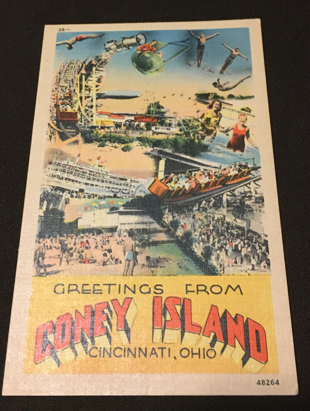 Vintage Postcard Cincinnati Ohio Coney Island Scene 1916 Collage 