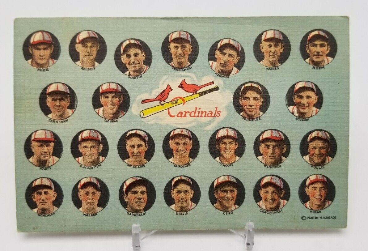 1936 St Louis Cardinals 25 Man GAS HOUSE GANG Team Orig. Linen Postcard Unposted