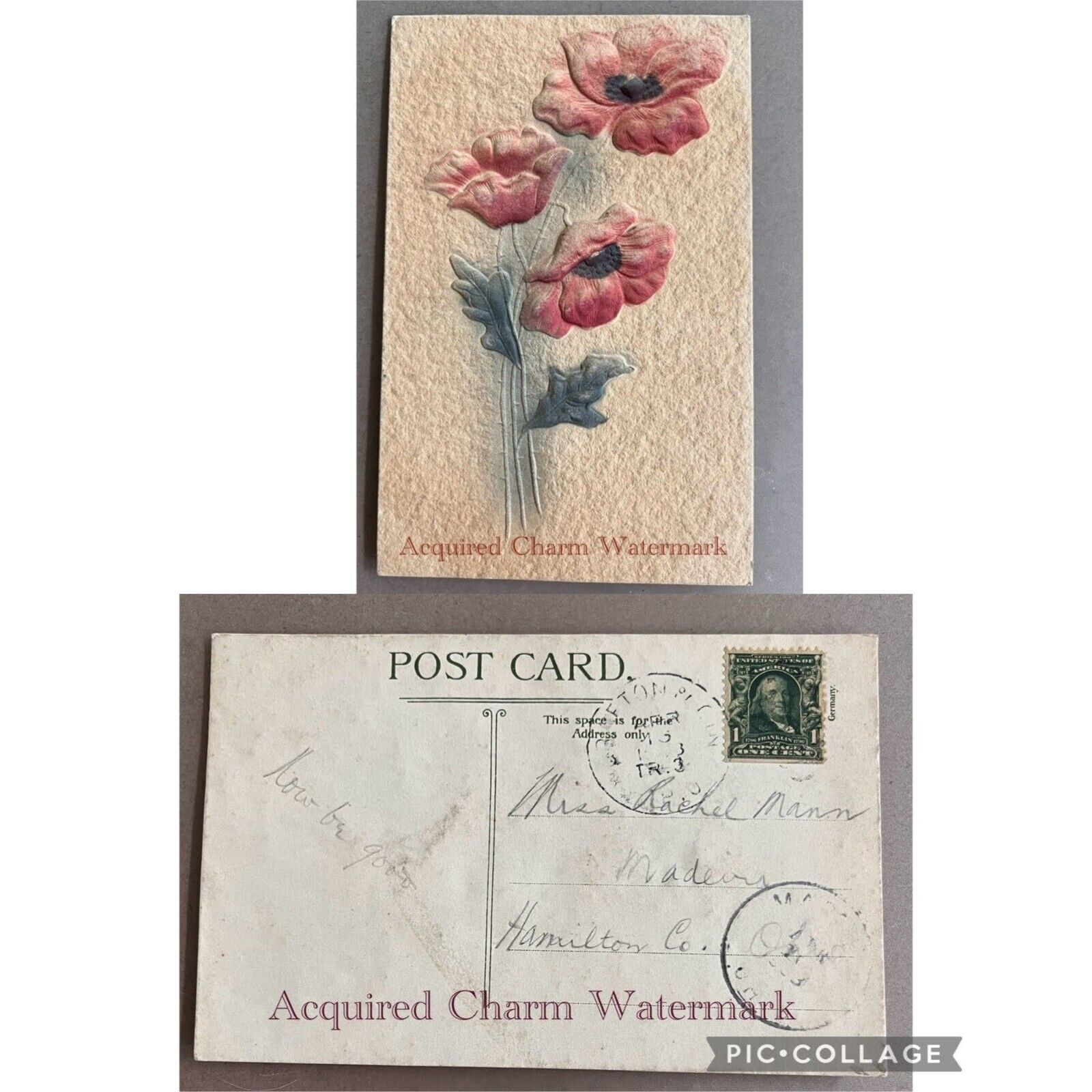 Antique Postcard, Flower Postcard, April 13, 1908