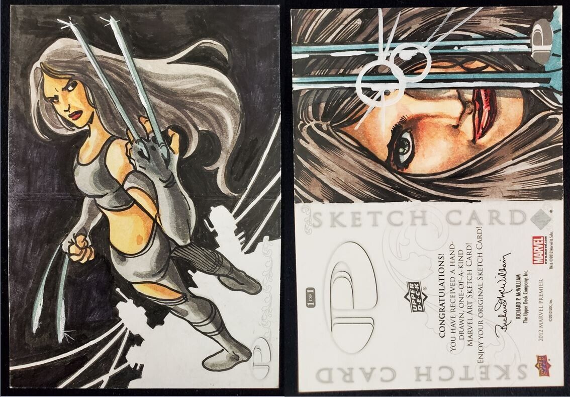 X-23 2012 Marvel Premier Dual Panel Sketch Card by Unsigned X-Men Wolverine