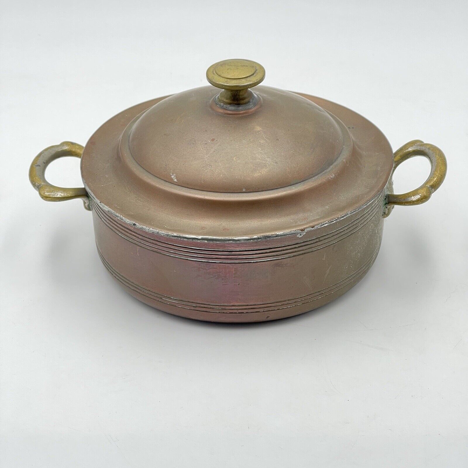 Antique Rare Manning Quality Bowman Meriden Conn Heavy Copper Small Pot w/Lid