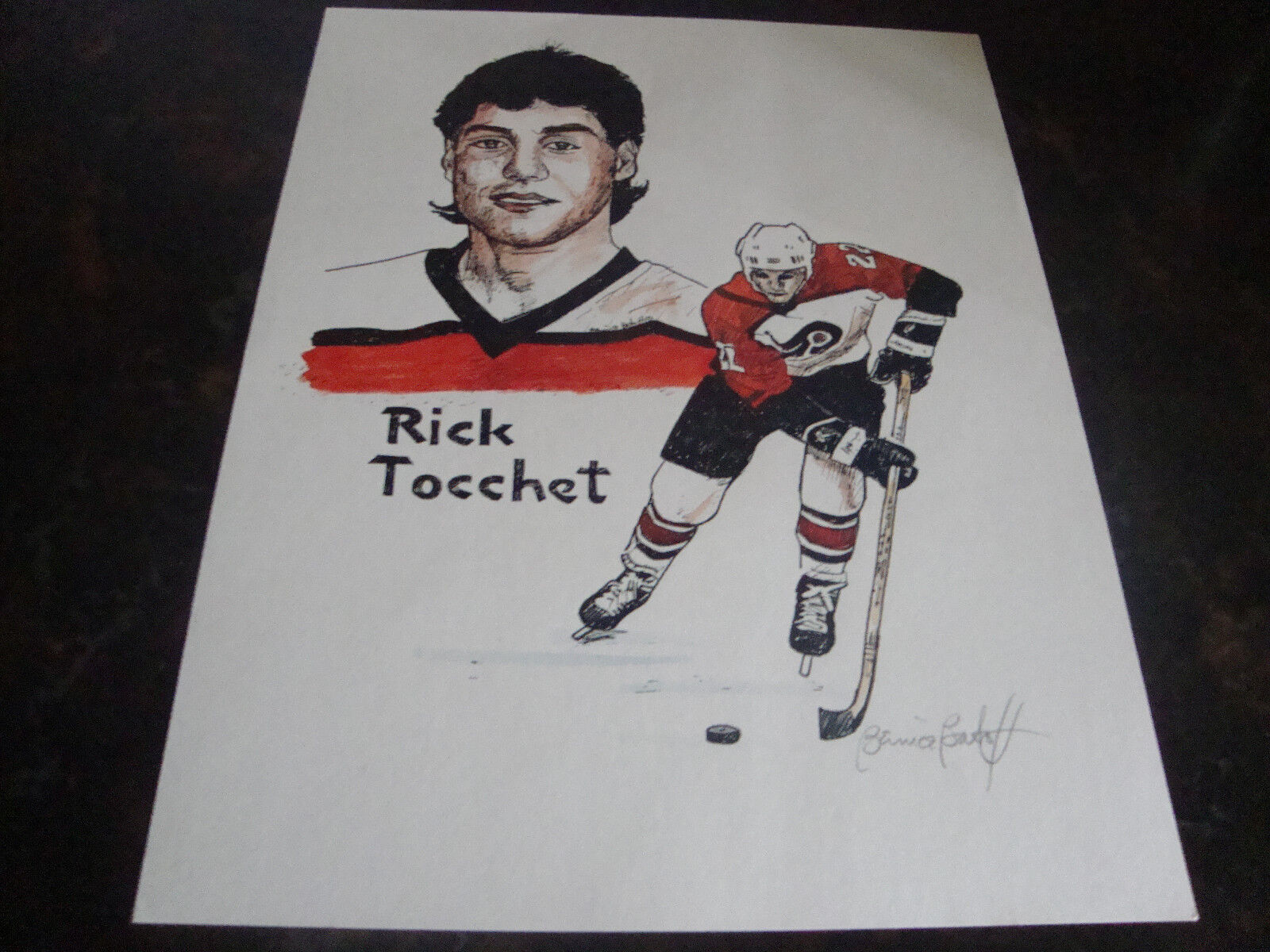 Philadelphia Flyers---Rick Tocchet---Autographed By Artist Bernice Batoff---8x11