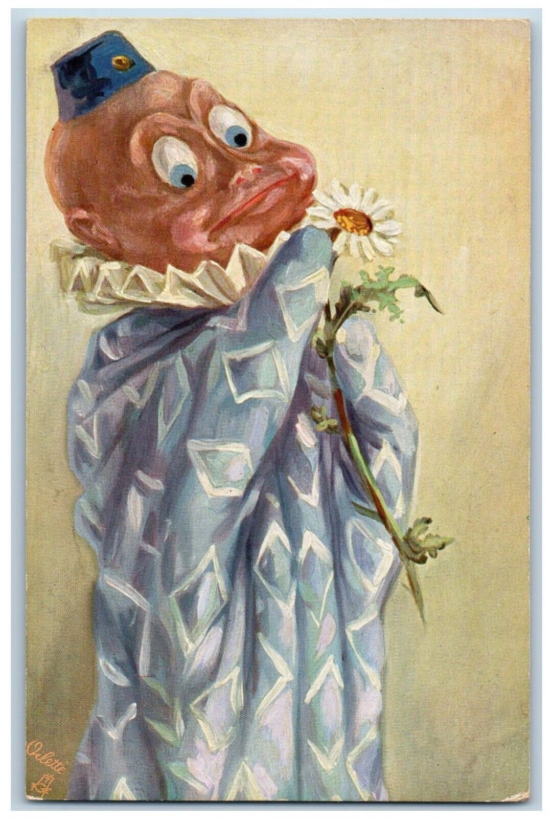 Oilette Postcard Bi Ba Bo Puppet Mannequin Scarce Flowers Tuck c1910\'s Posted