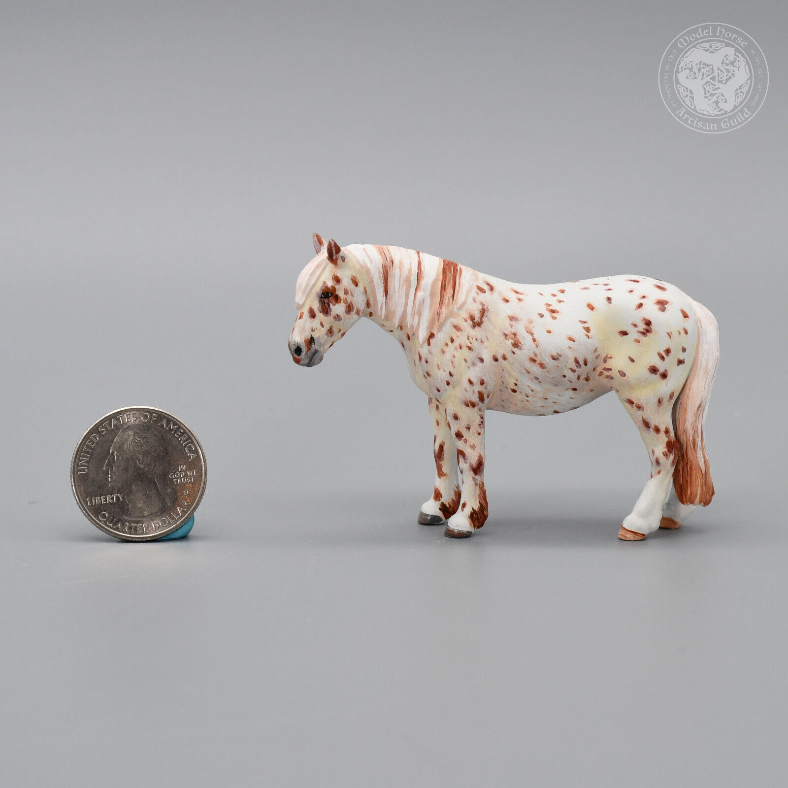 3D Printed Hand Painted Bay Large Appaloosa Pony - Stablemate 1:32 Scale