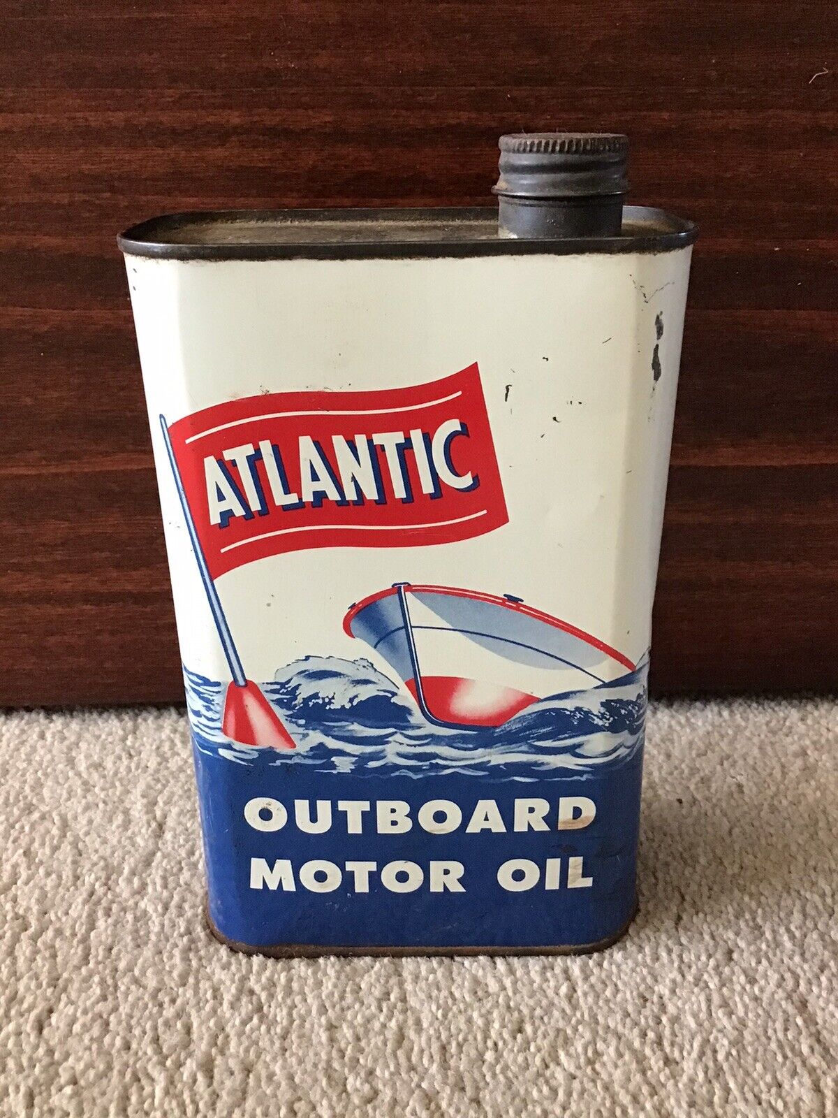 Vintage ATLANTIC Outboard Motor Oil SAE 20W-40 FULL 1-Quart Can