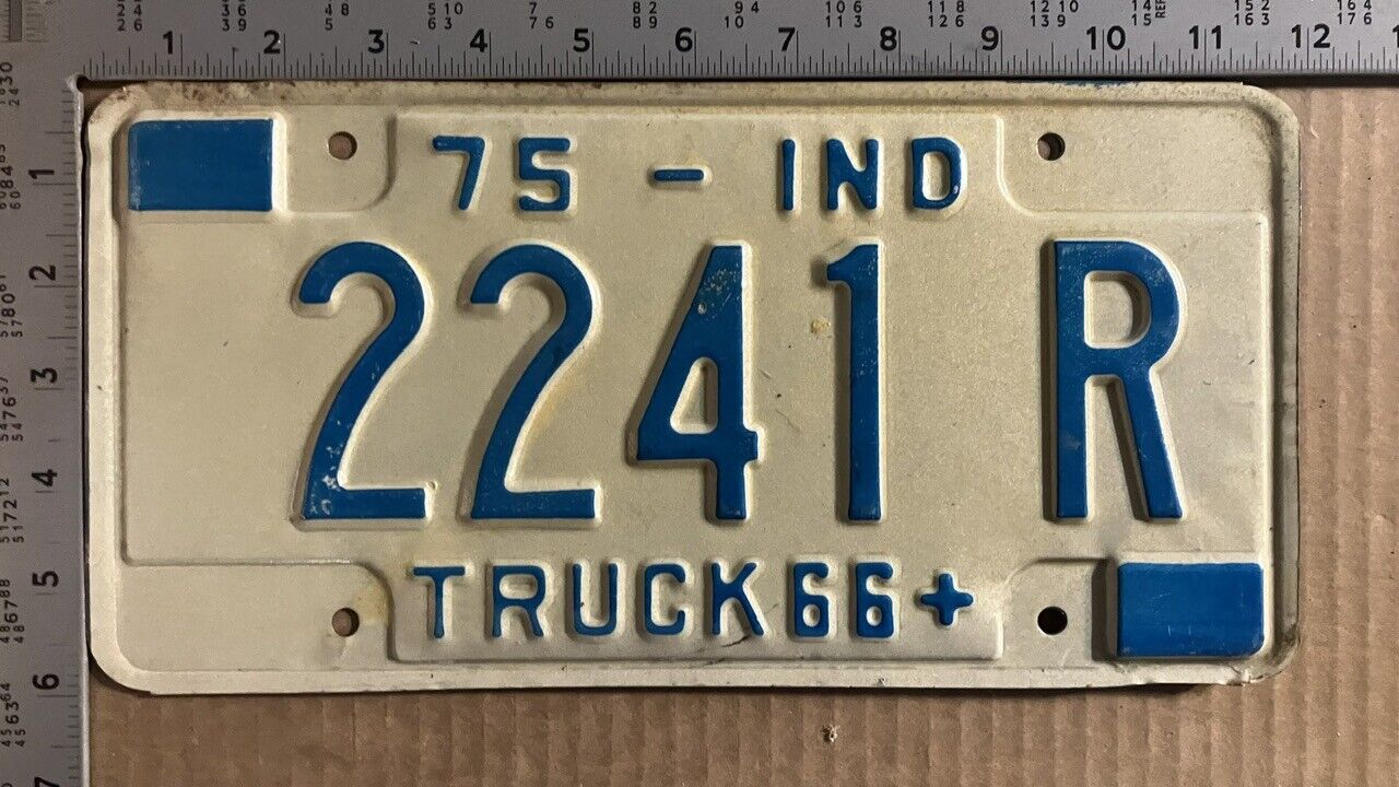 1975 Indiana truck license plate 2241 R 66 ton HEAVY INDUSTRY 10926