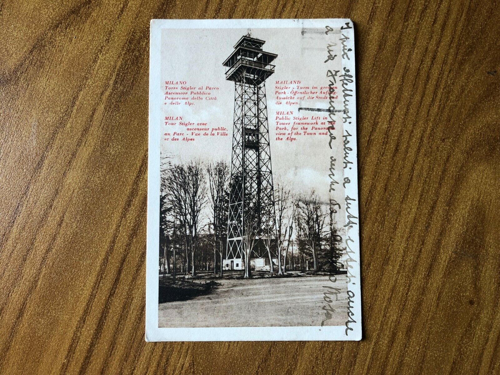 Postcard Milan Stigler Tower at the Park Public Elevator Traveled 1940 44