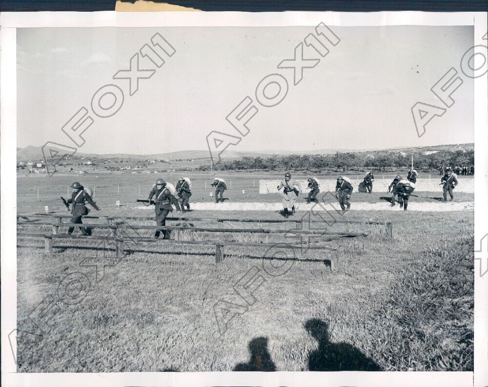 1947 Ankara Turkey War School Harp Okulu Cadets on Obstacle Course Press Photo