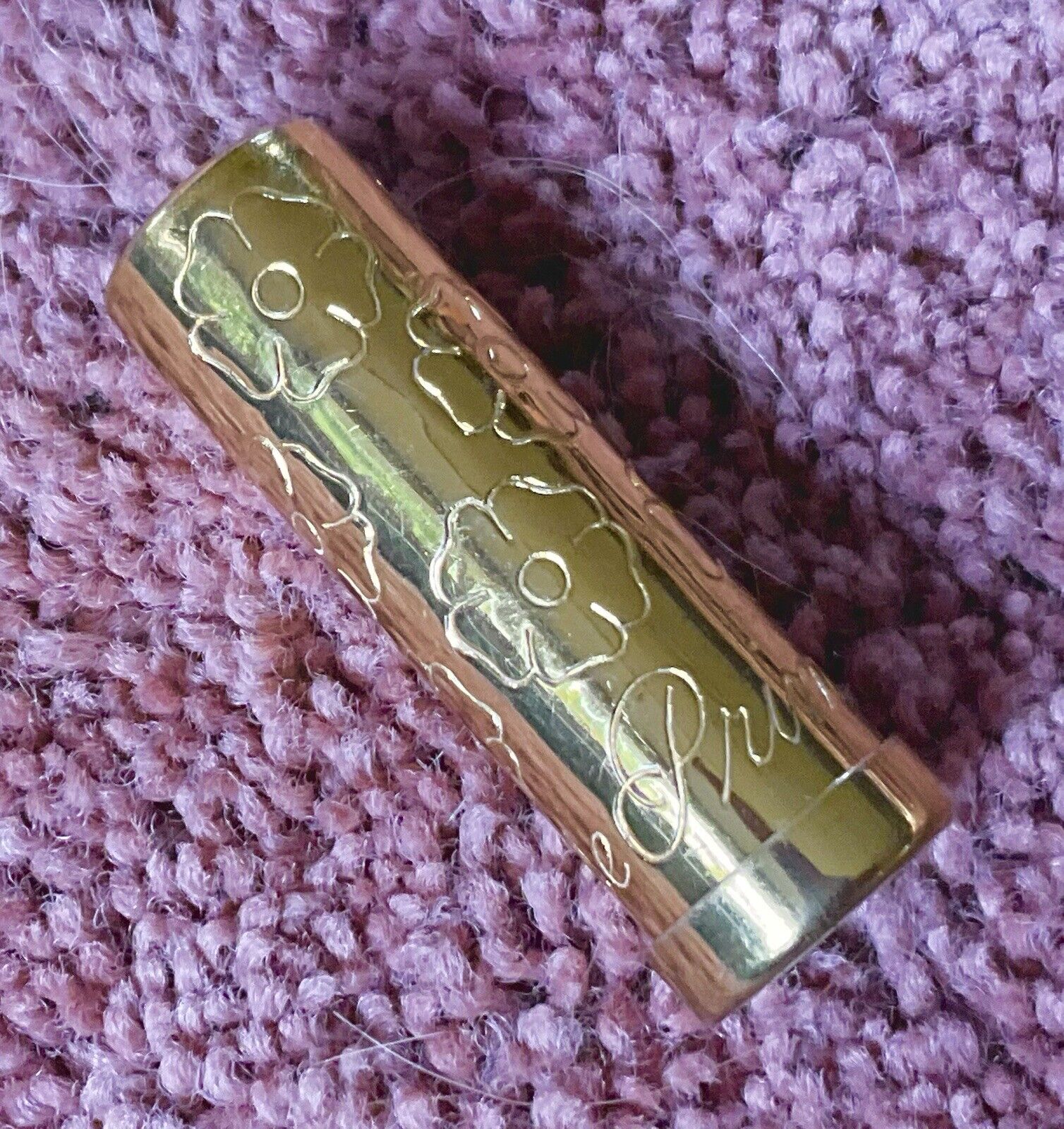 Vintage Primrose House Lipstick Tube Flowers Gold Tone