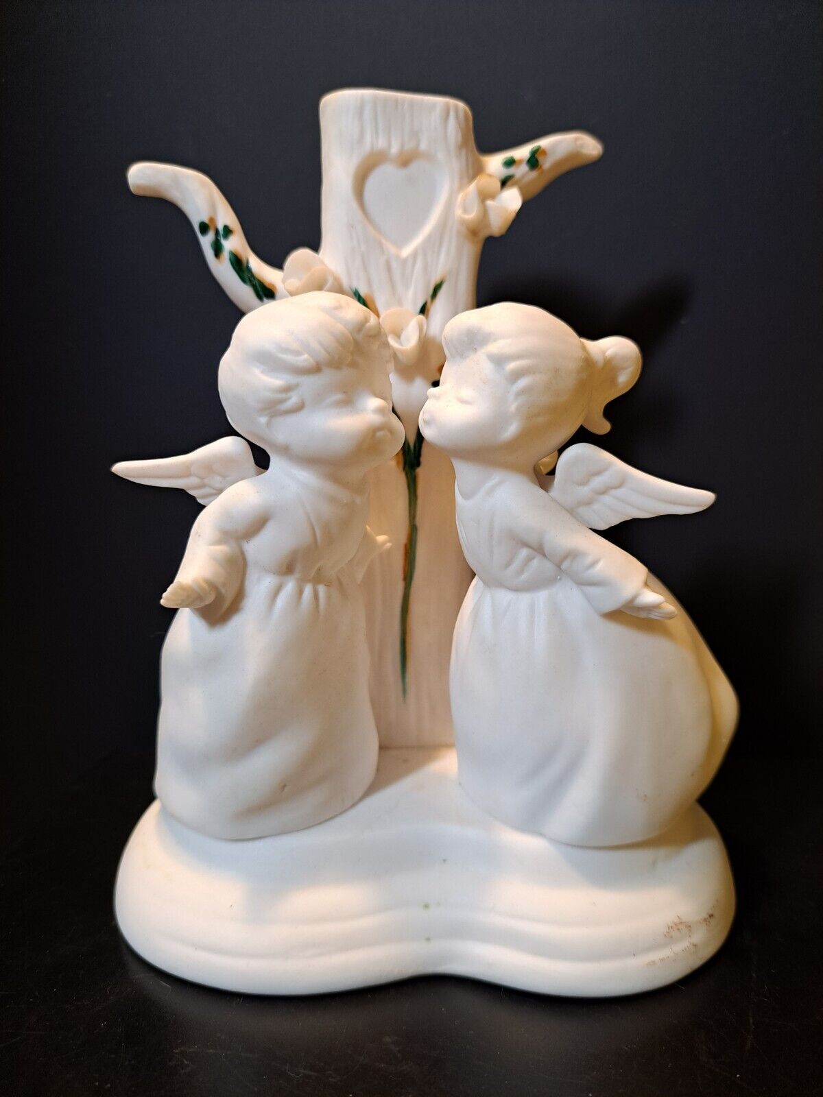 Rare Vintage Standlee\'s Japan 2 Angels In Love Figurine Bud Vase Tree 6\