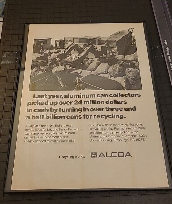 Alcoa Print Ad 1976 Framed 8.5x11  Aluminum Recycling 
