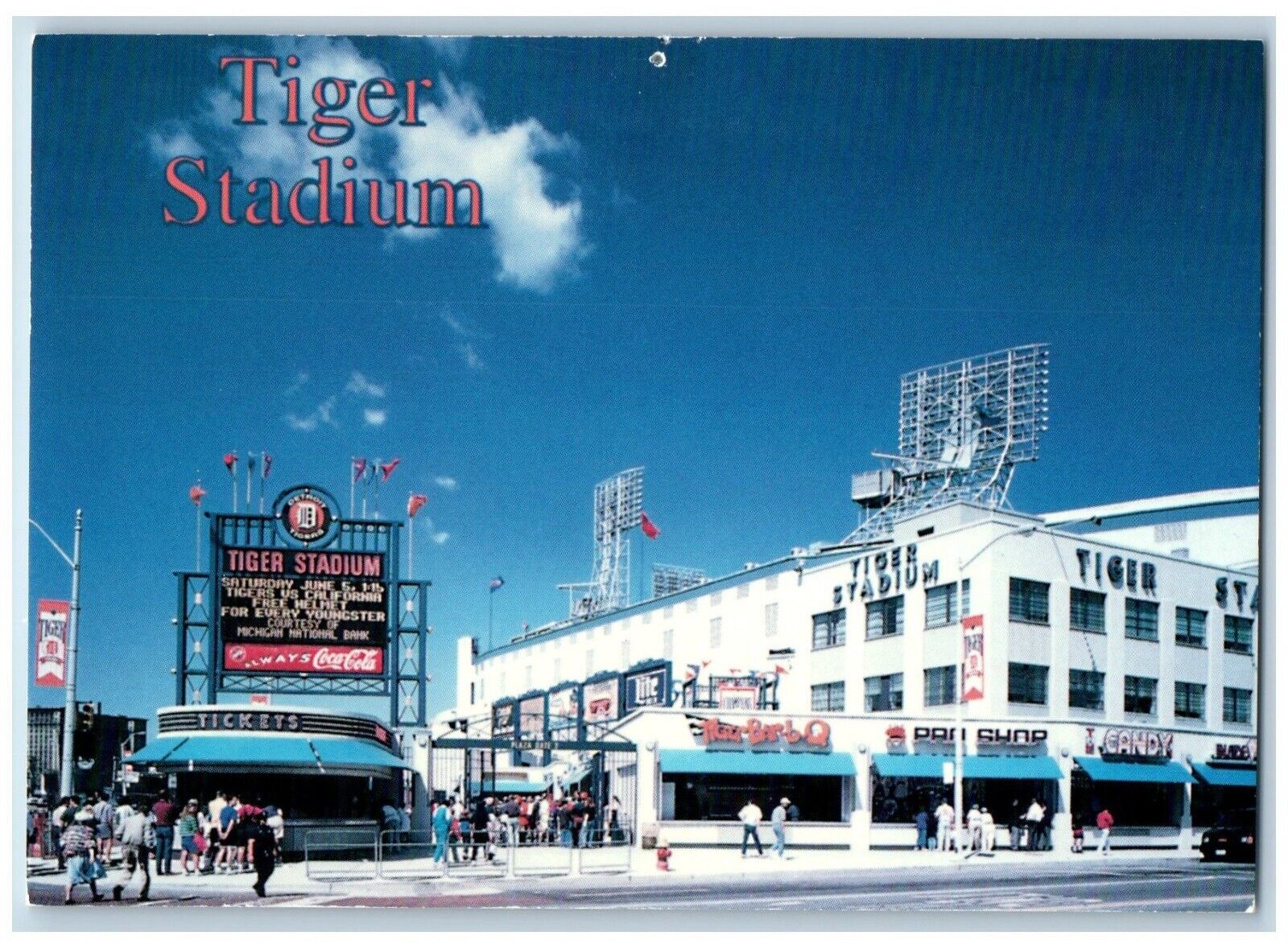 Detroit Michigan Postcard Tiger Stadium Home Detroit Tigers Exterior View c1960