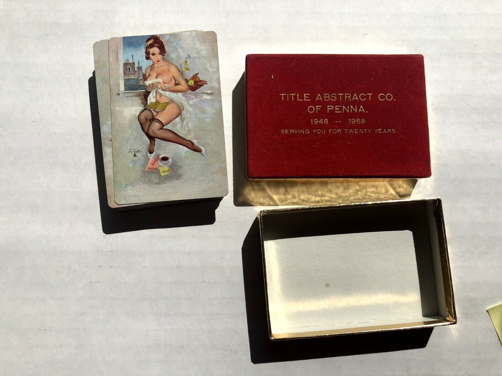 1968 Playing Cards with Pinup Girl by Fritz Willis w/ Original Velvet Box