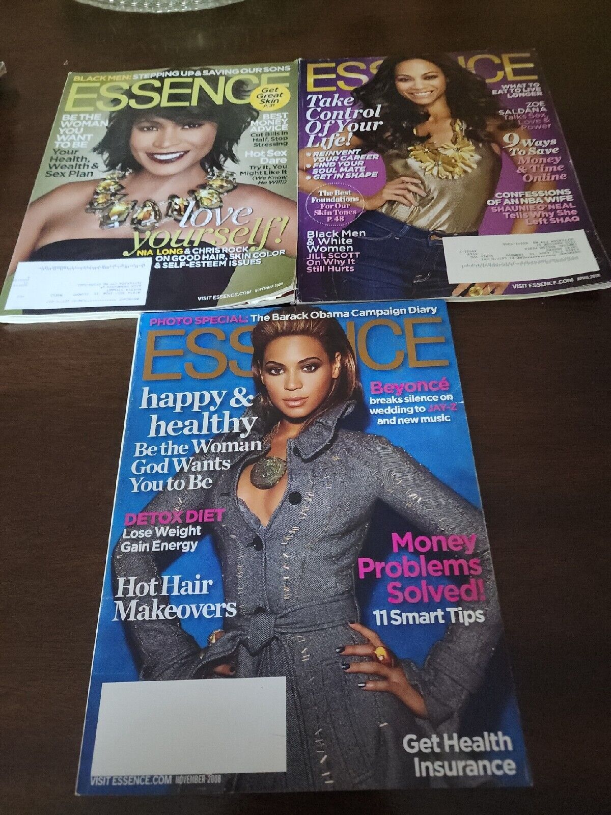 3x Lot Essence Magazines 2008-2009-2010 Beyonce, Nia Long, Zoe Saldana Obama 