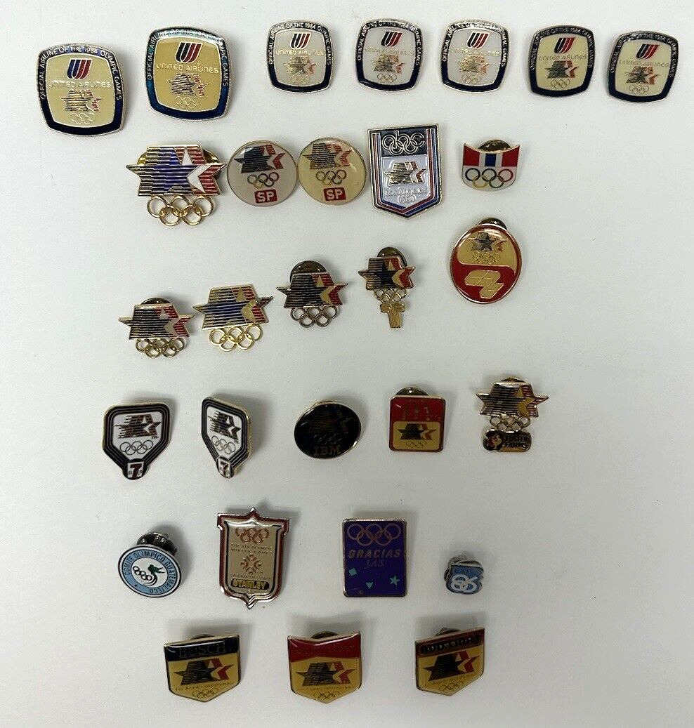 Lot 29 United Airlines Olympic Games Los Angeles Lapel Pins Pinbacks 1984