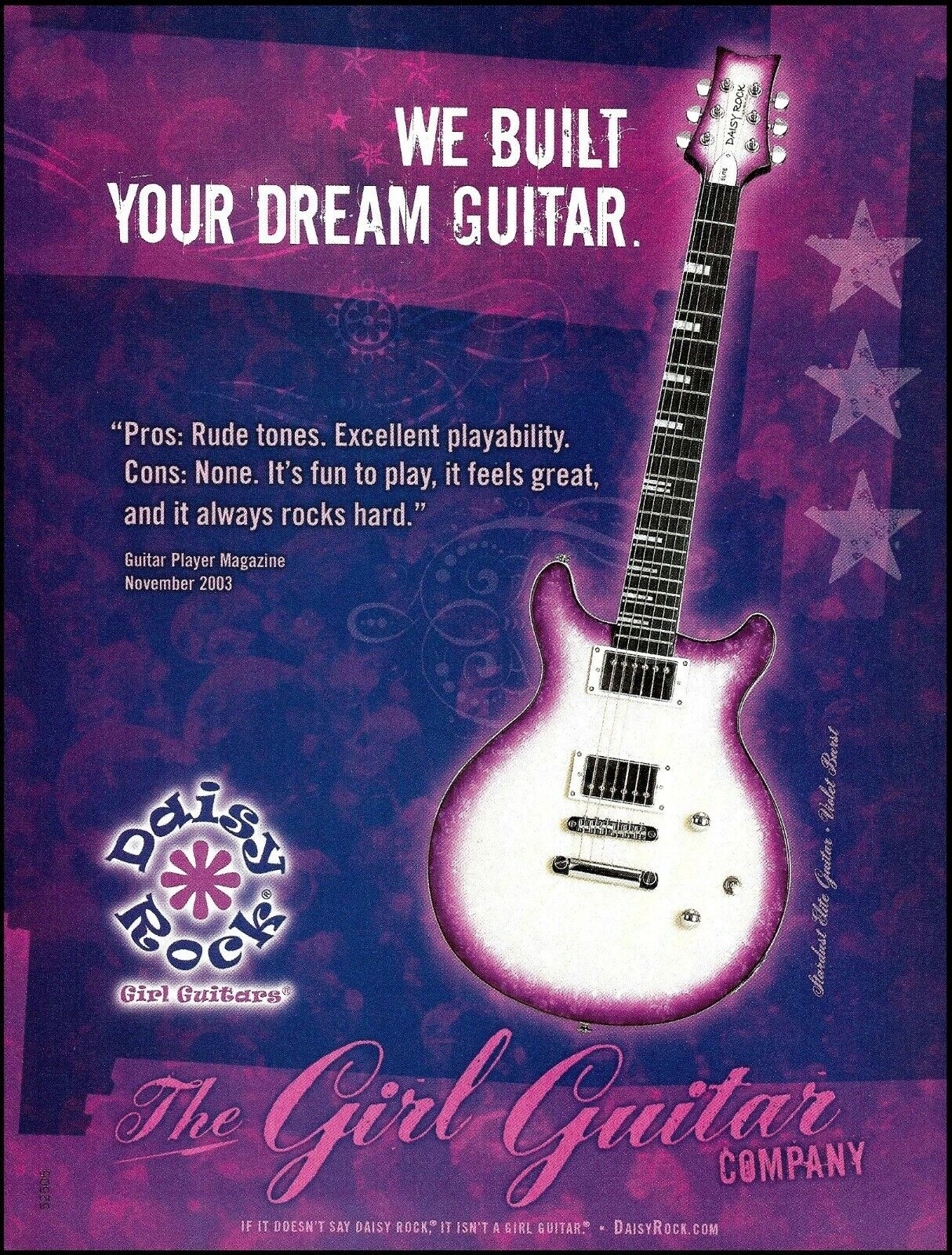 Daisy Rock Stardust Elite Violet Burst Girl Guitar ad 2005 advertisement print