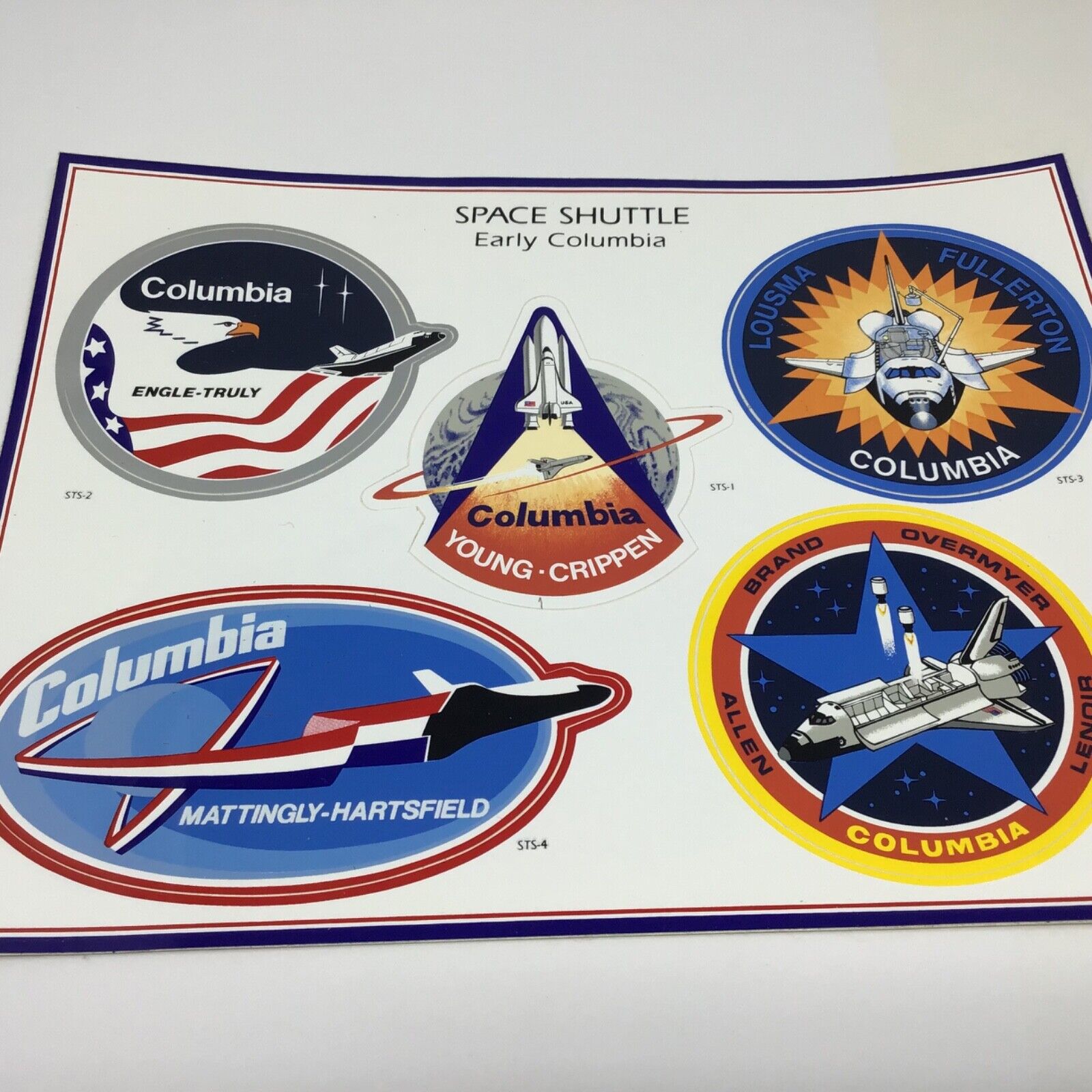 vintage NASA Space Shuttle Early Columbia 5 Decal Stickers 1982 