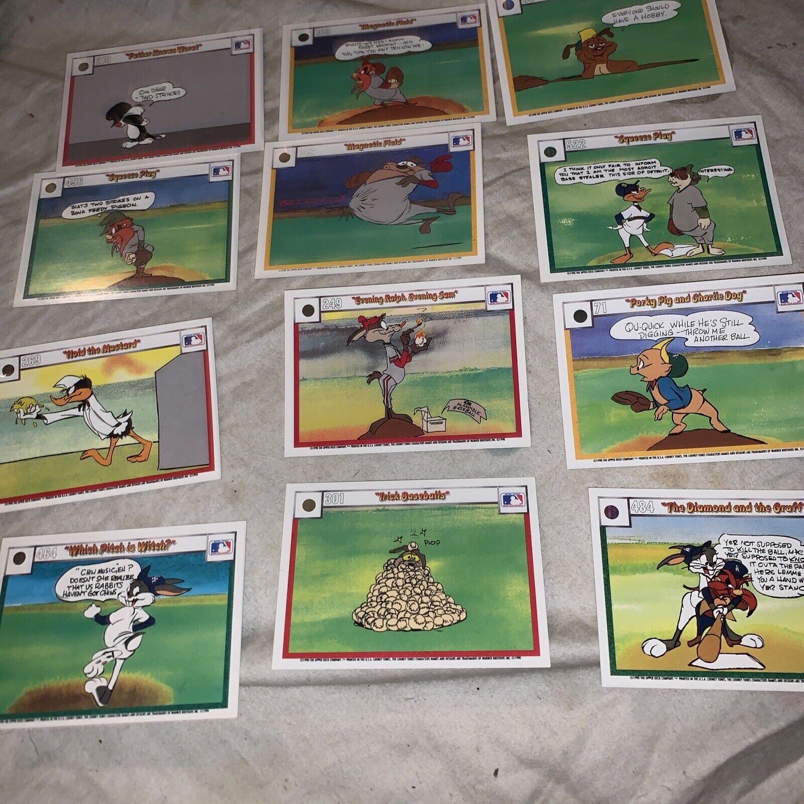 1990 UPPER DECK LOONEY TUNES ALL STARS 12 CARD SET (18) FRONT & BACKS BUGS BUNNY