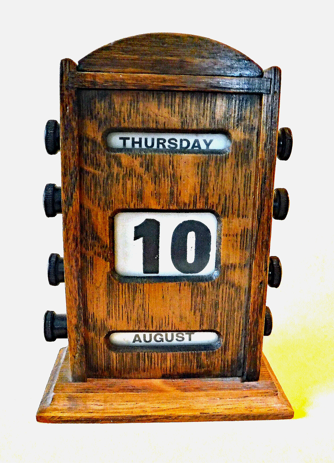 Excellent Antique English Tiger Oak Beautiful Perpetual Desk Calendar Circa 1900