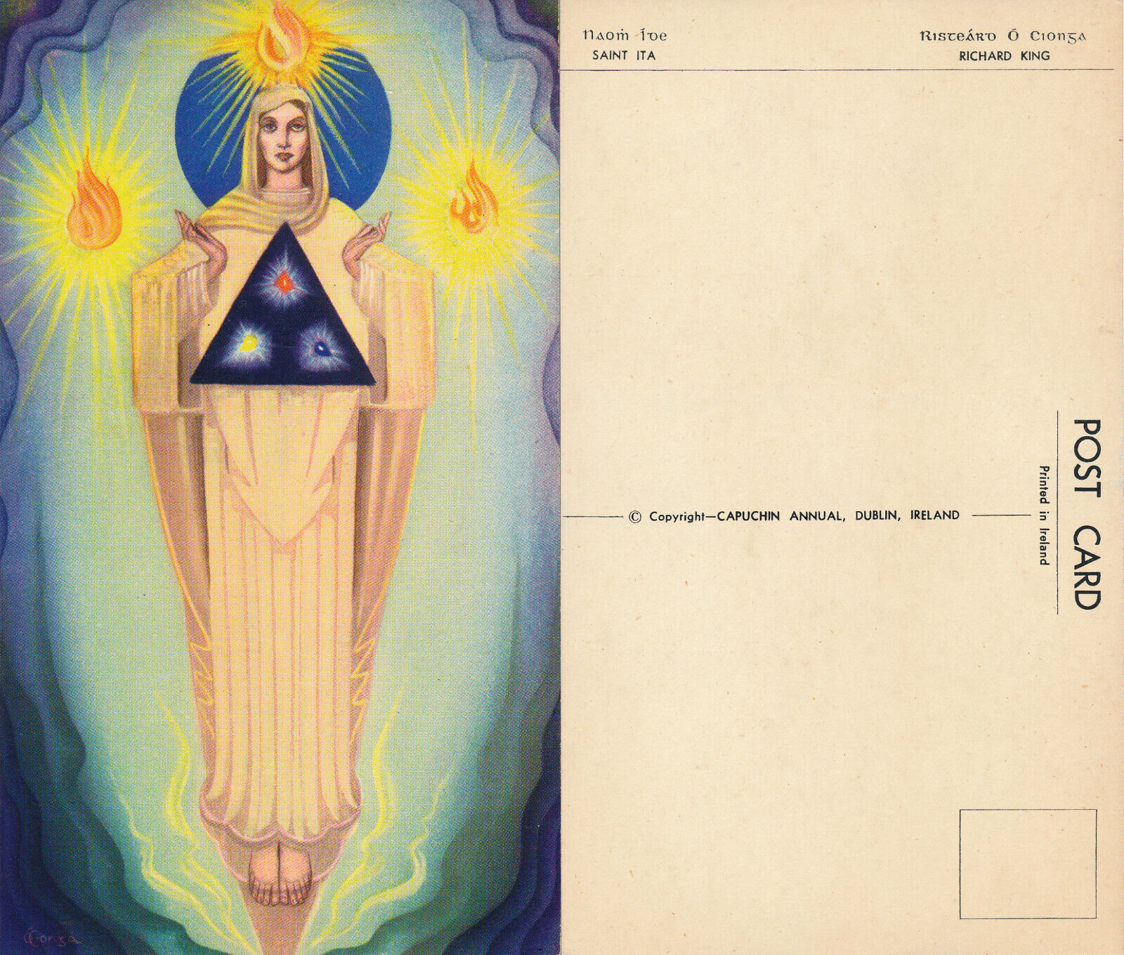 Nine 1950s Irish Postcards Depicting Saints by the Artist Richard King Post Card