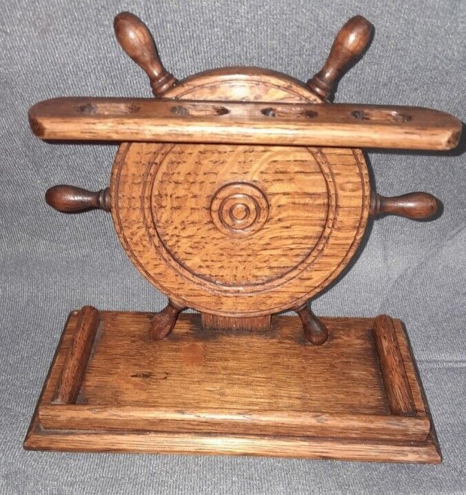 Vintage  Wooden Ship Wheel Tobacco Pipe Stand - Tallent Of Old Bond Street