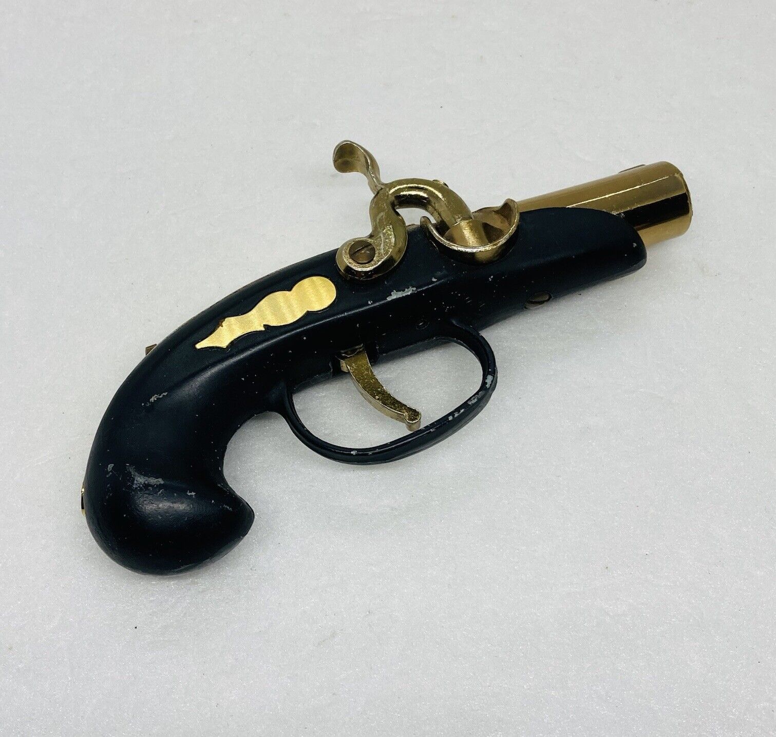 Vintage 70s Flintlock Pistol Gun Lighter Metal Frame Art Decor Made In Japan 23